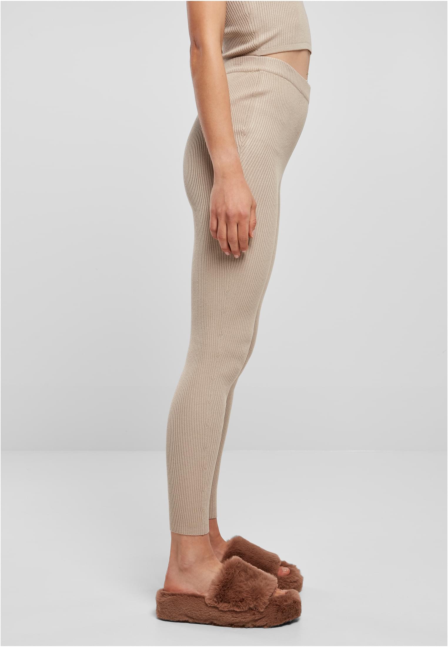 Ladies Rib Knit Leggings | lighttaupe