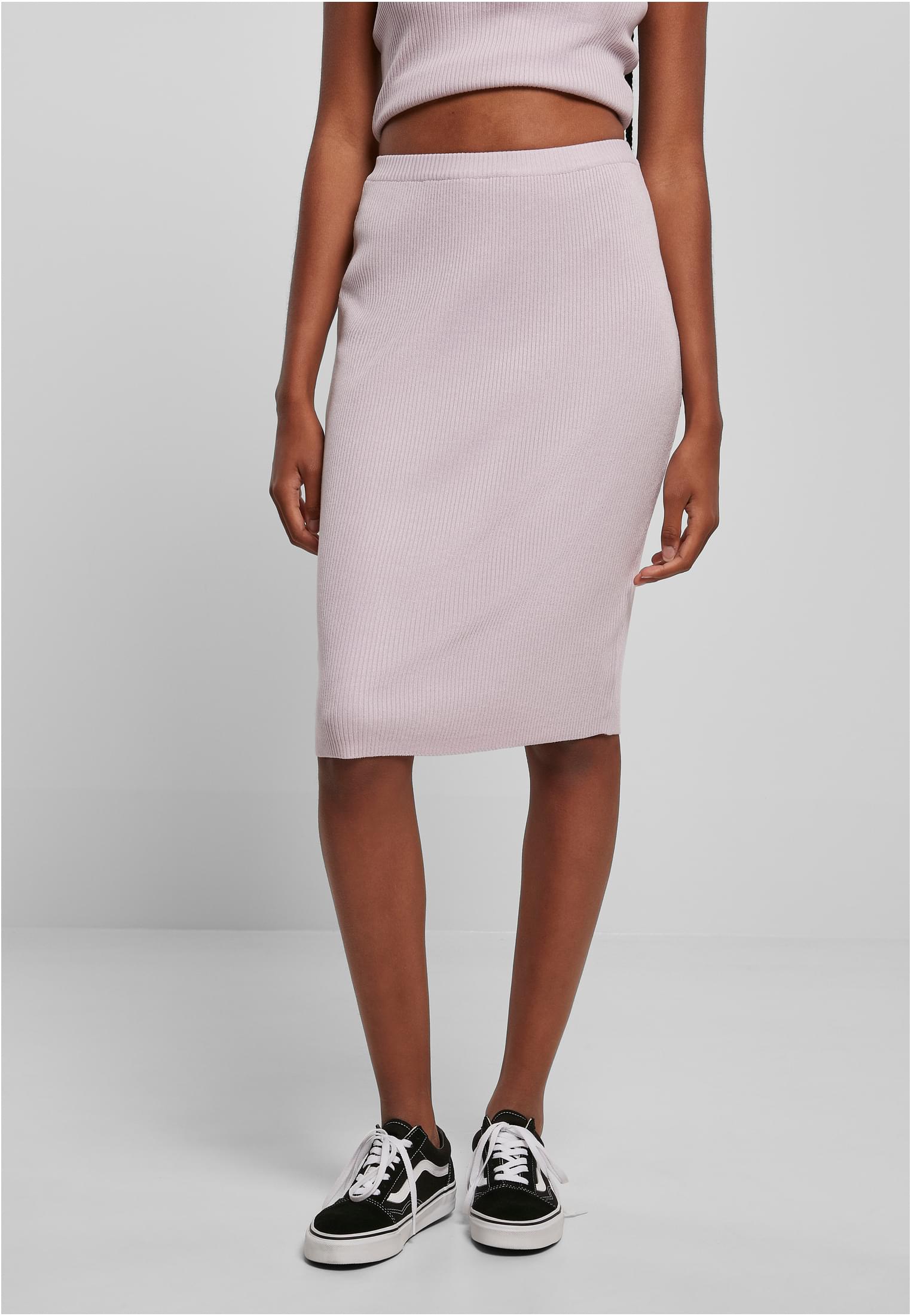 Ladies Rib Knit Midi Skirt | lilac