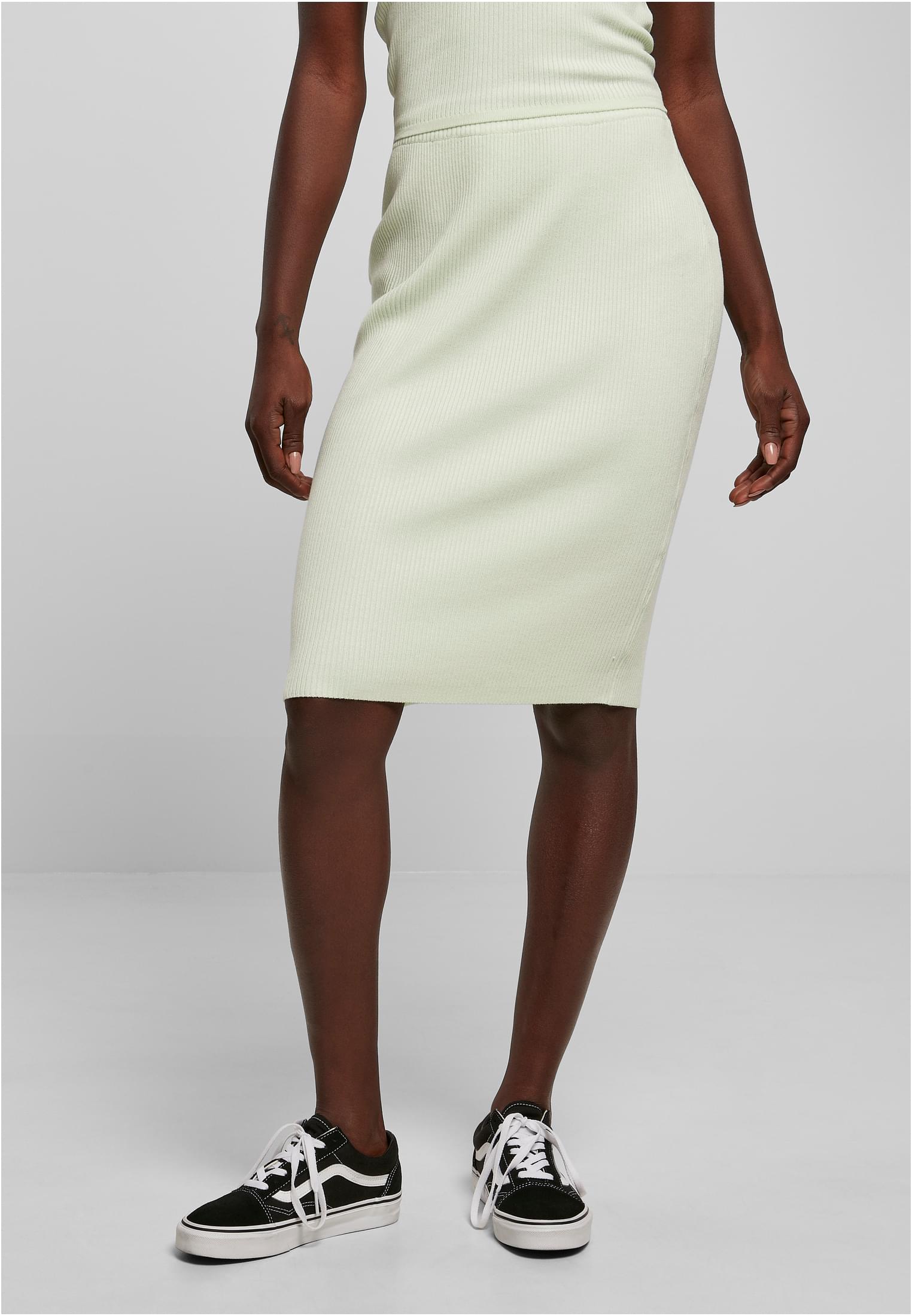 Ladies Rib Knit Midi Skirt | lightmint