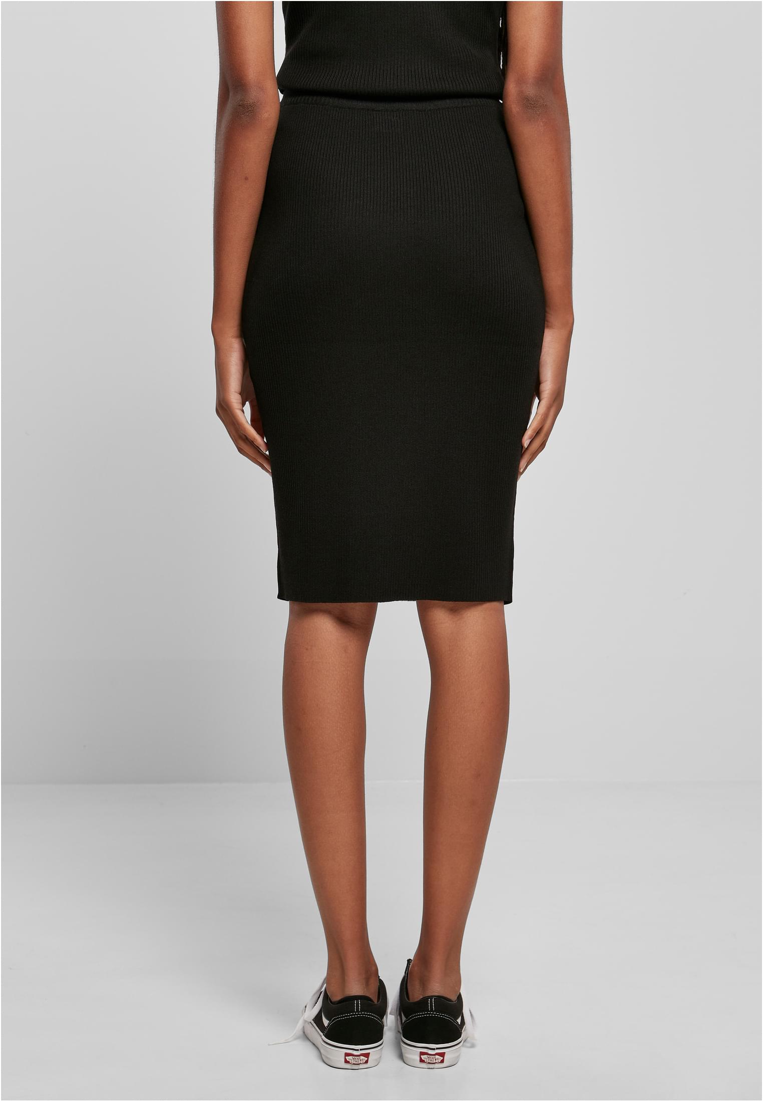 Ladies Rib Knit Midi Skirt | black