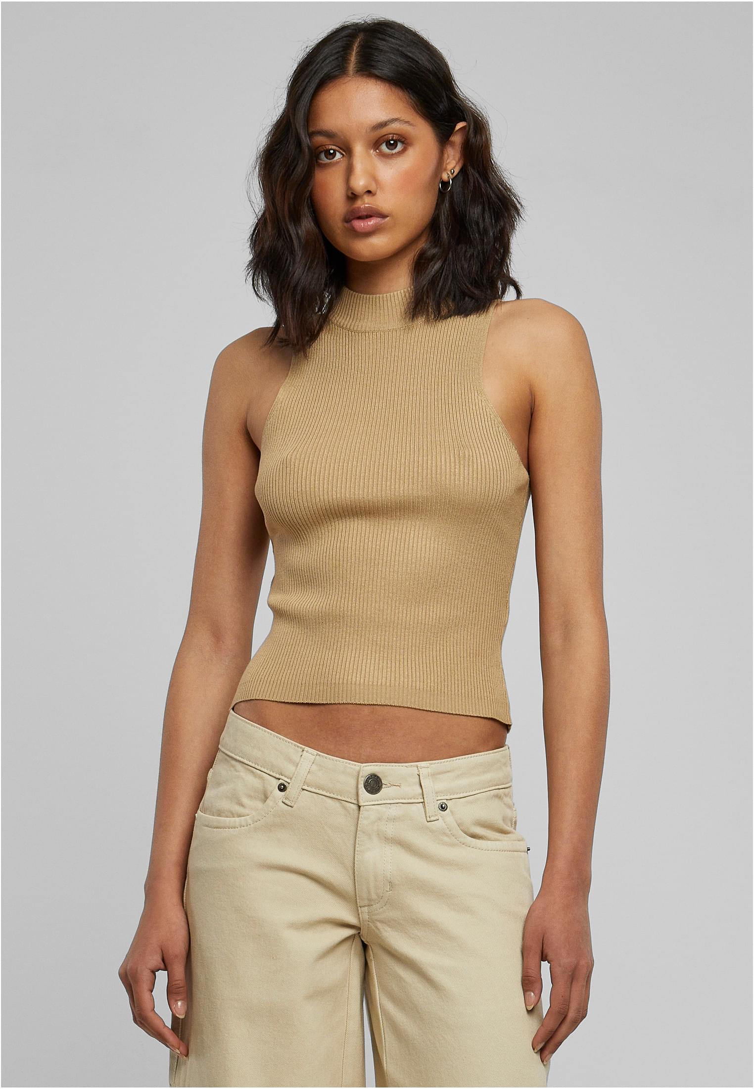 Ladies Short Rib Knit Turtleneck Top | unionbeige