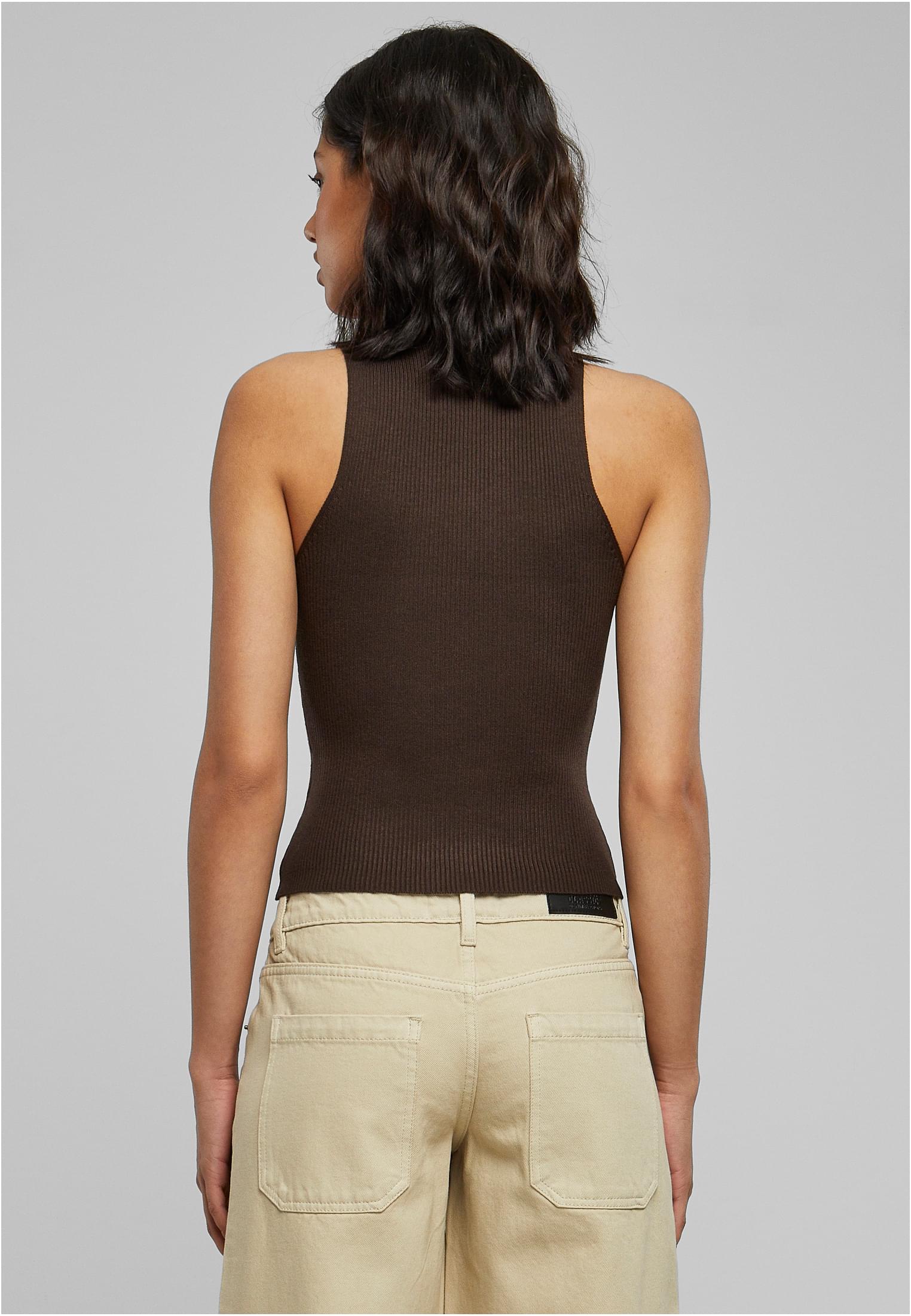 Ladies Short Rib Knit Turtleneck Top | brown