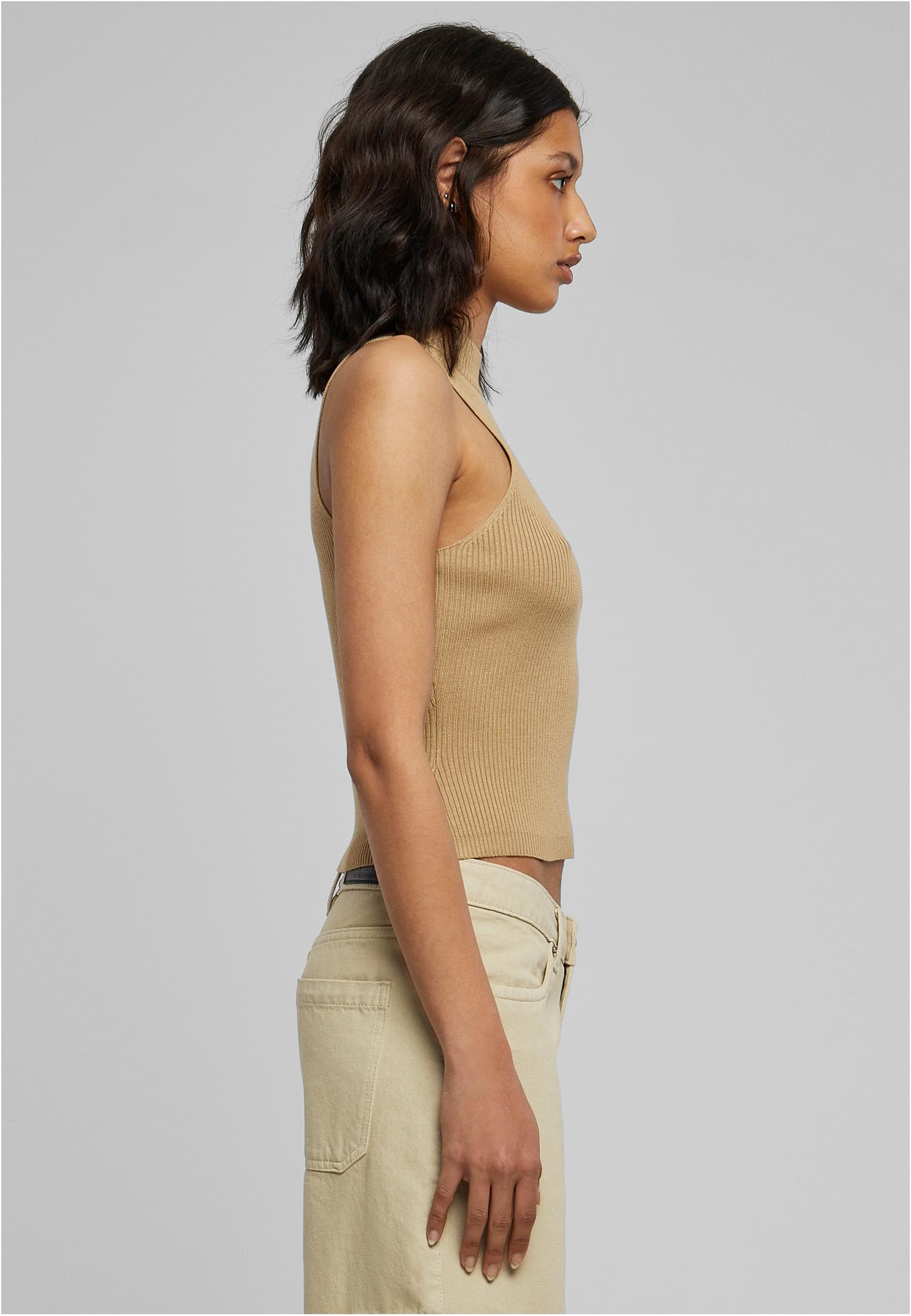 Ladies Short Rib Knit Turtleneck Top | unionbeige