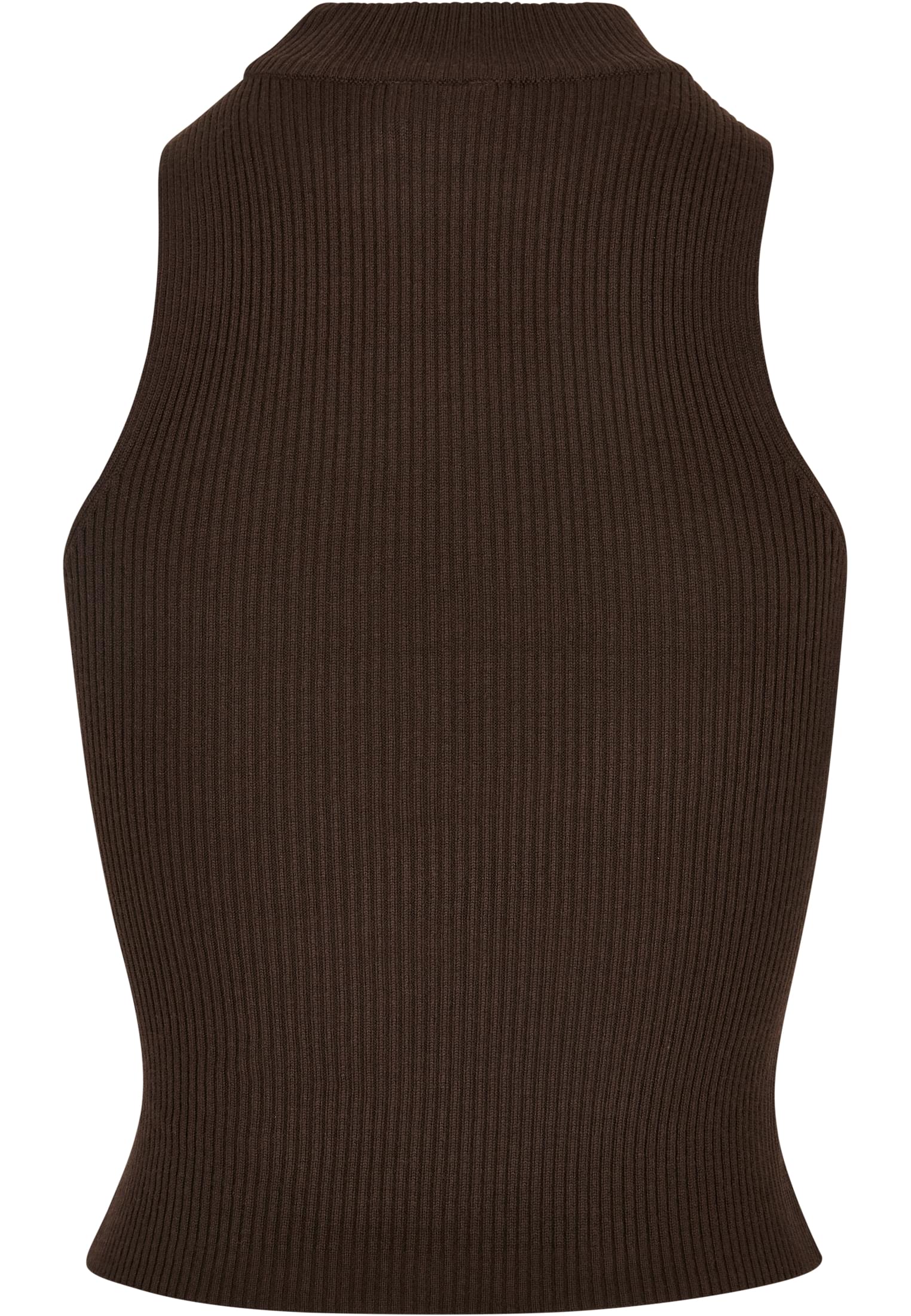 Ladies Short Rib Knit Turtleneck Top | brown