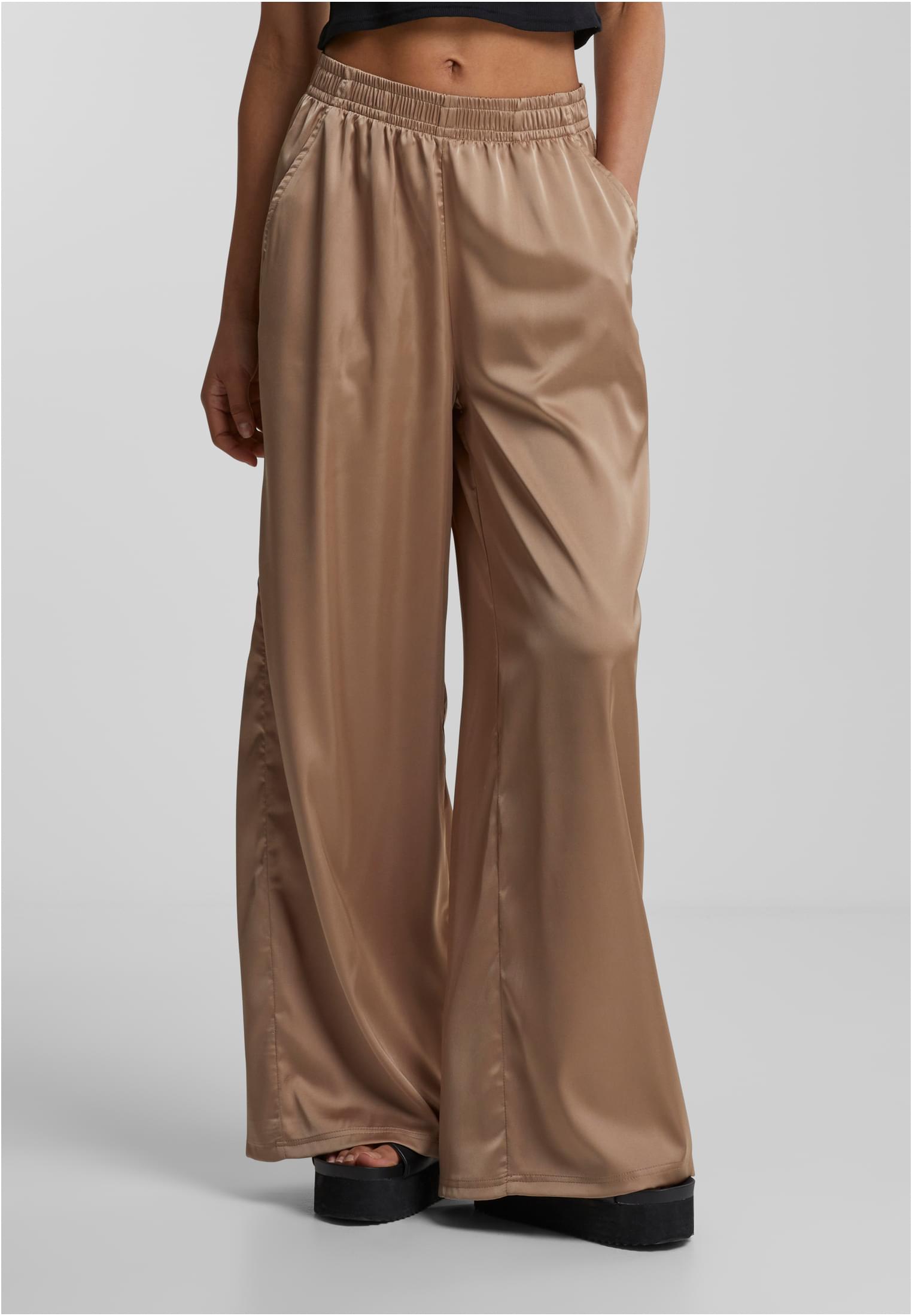 Ladies Satin Wide Leg Pants | softtaupe