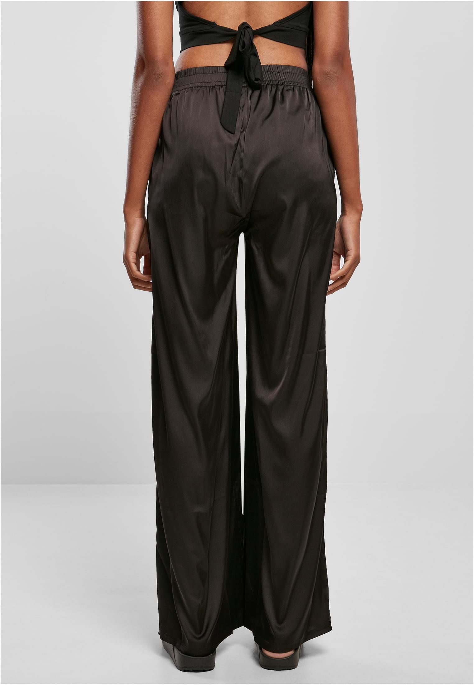 Ladies Satin Wide Leg Pants | black