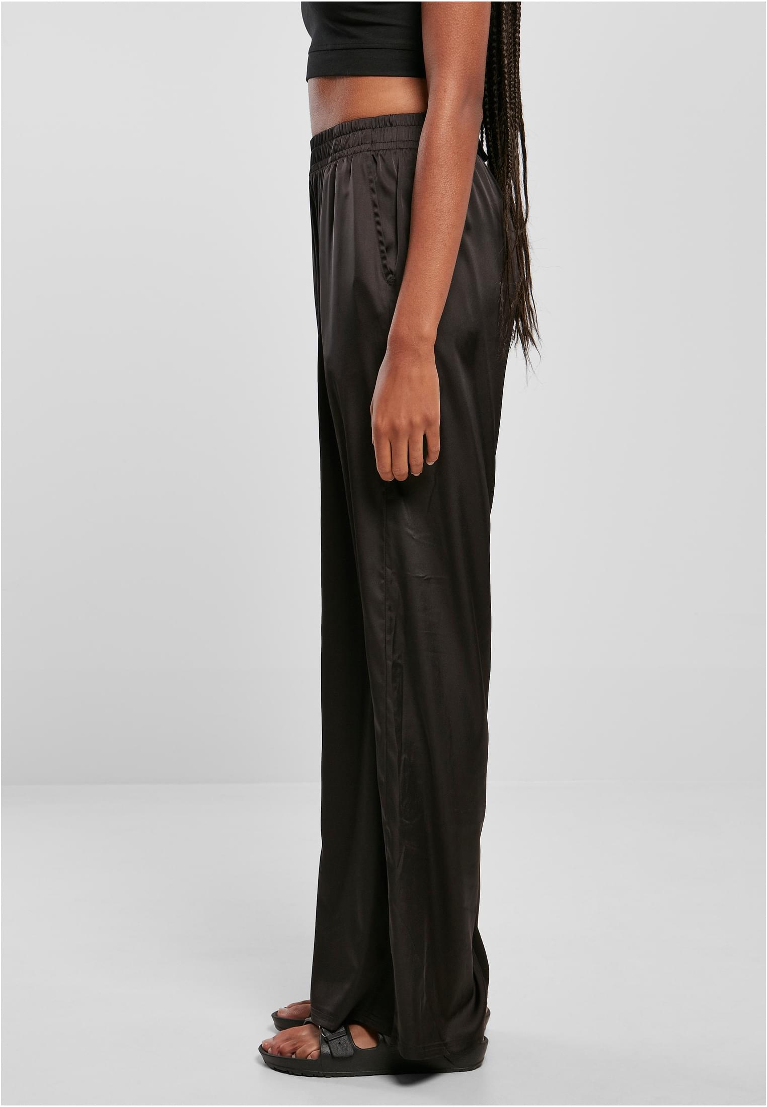 Ladies Satin Wide Leg Pants | black