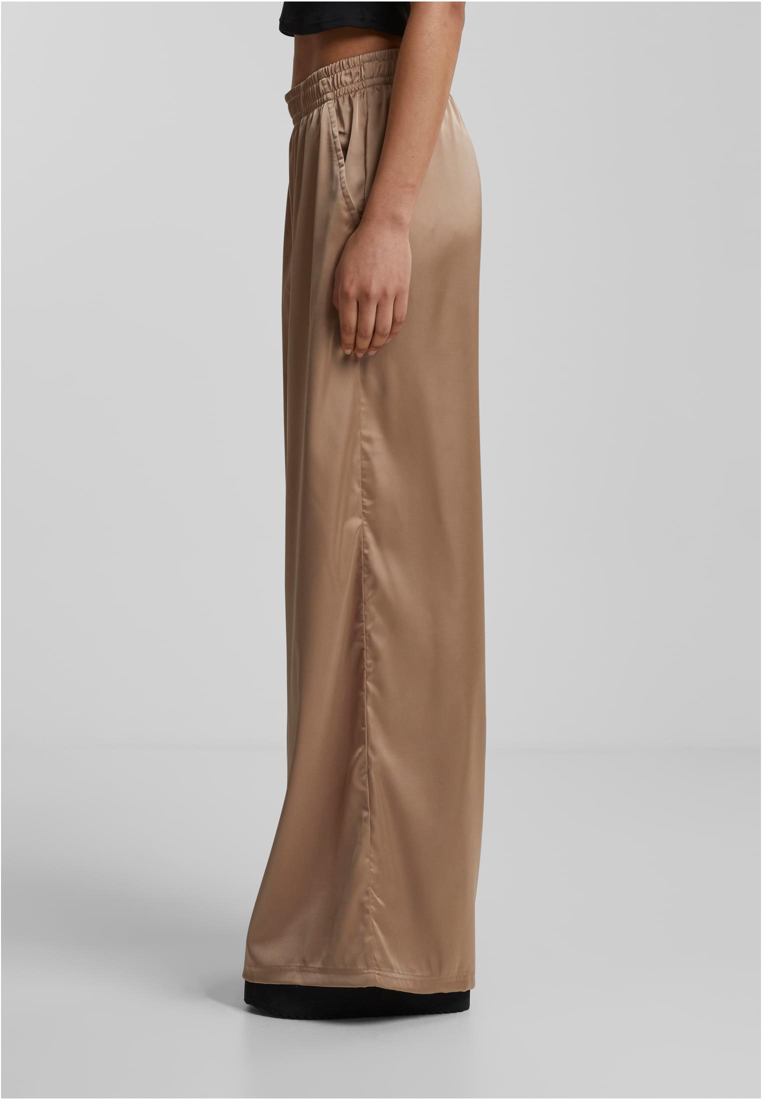 Ladies Satin Wide Leg Pants | softtaupe