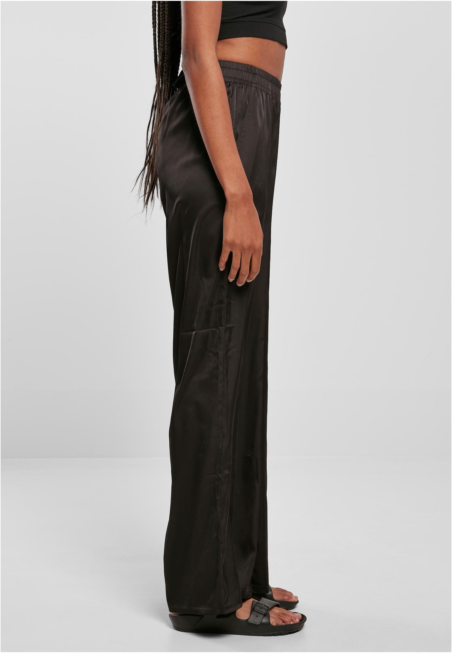 Ladies Satin Wide Leg Pants | black