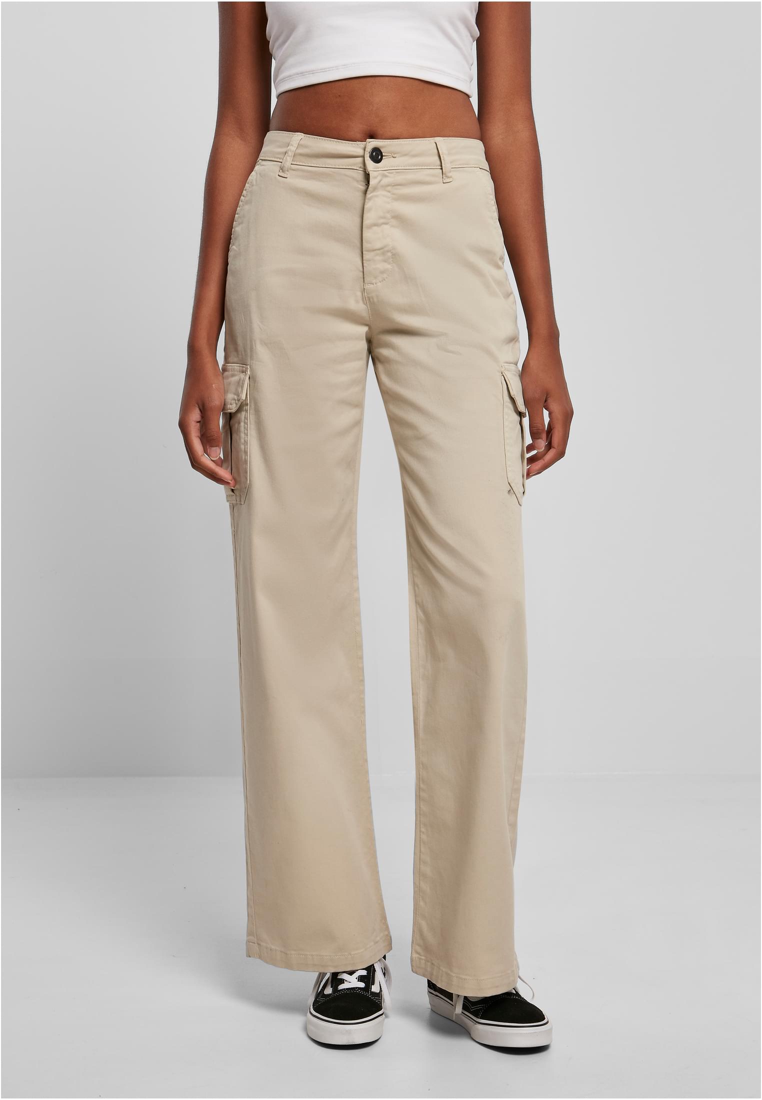 Ladies High Waist Straight Cargo Pants | softseagrass