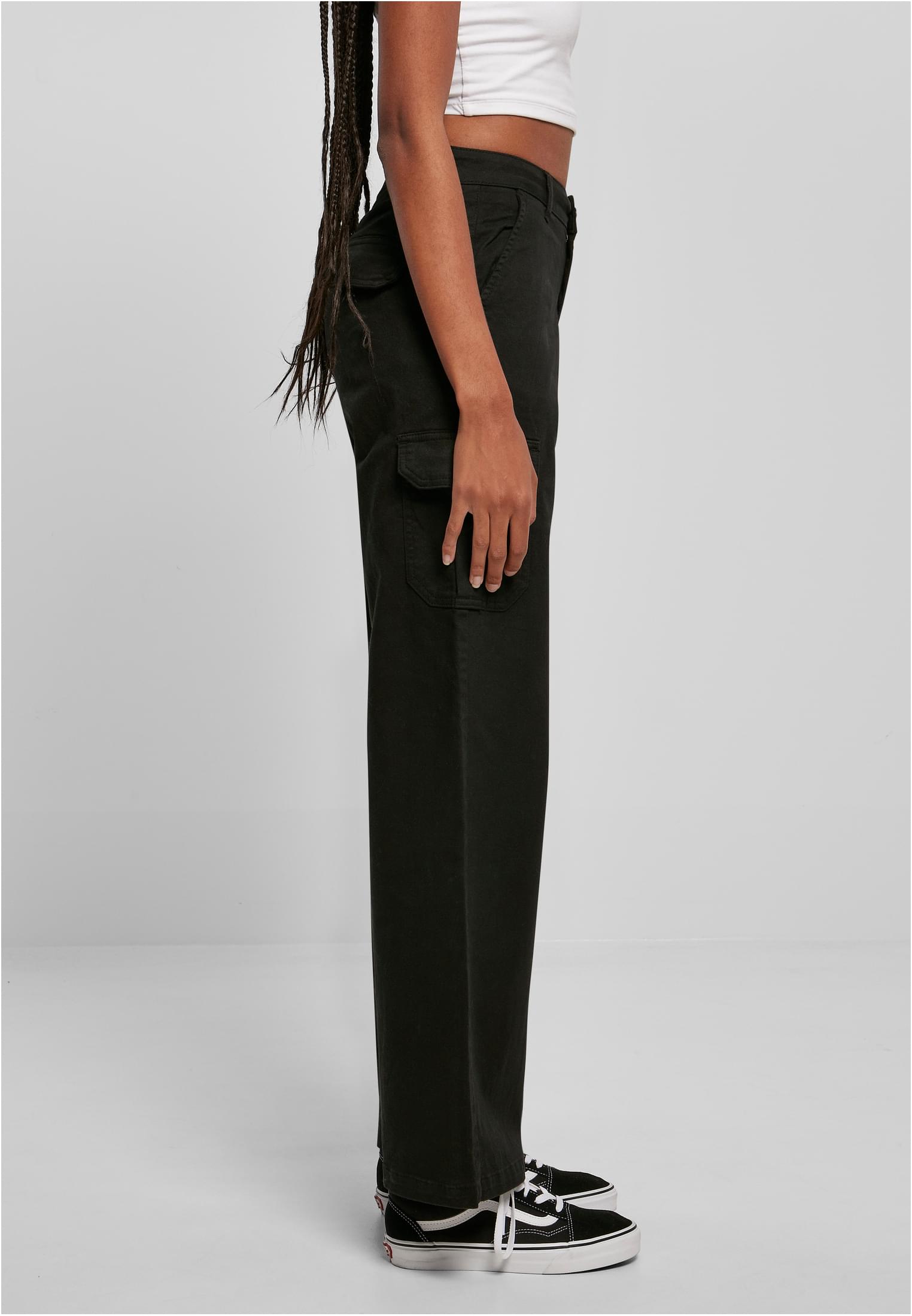 Ladies High Waist Straight Cargo Pants | black