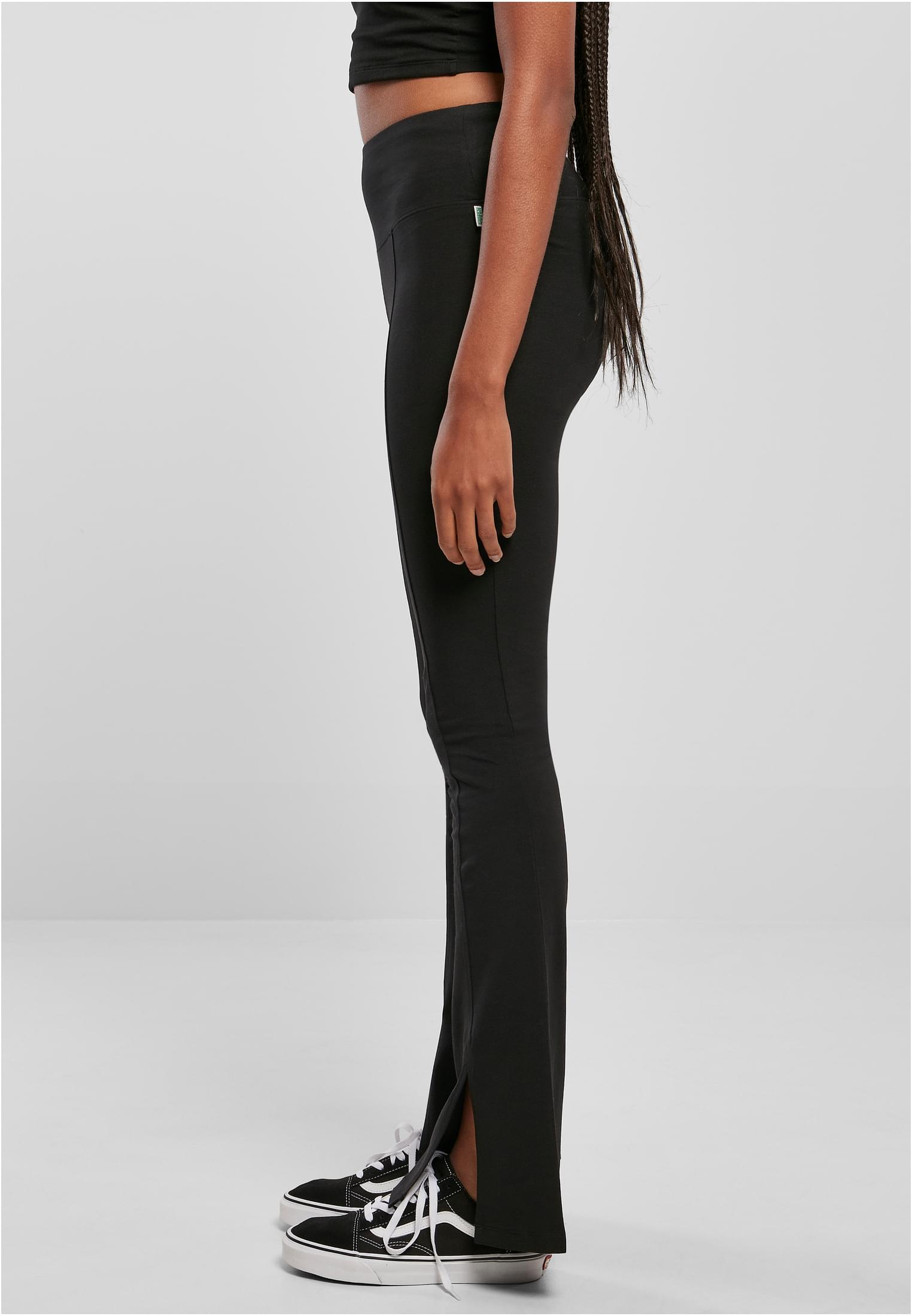 Ladies Organic Stretch Jersey Front Slit Leggings | black