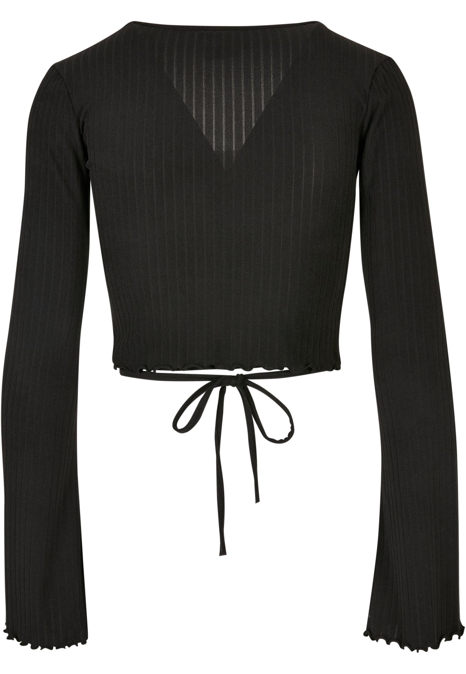 Ladies Cropped Rib Wrapped Longsleeve | black