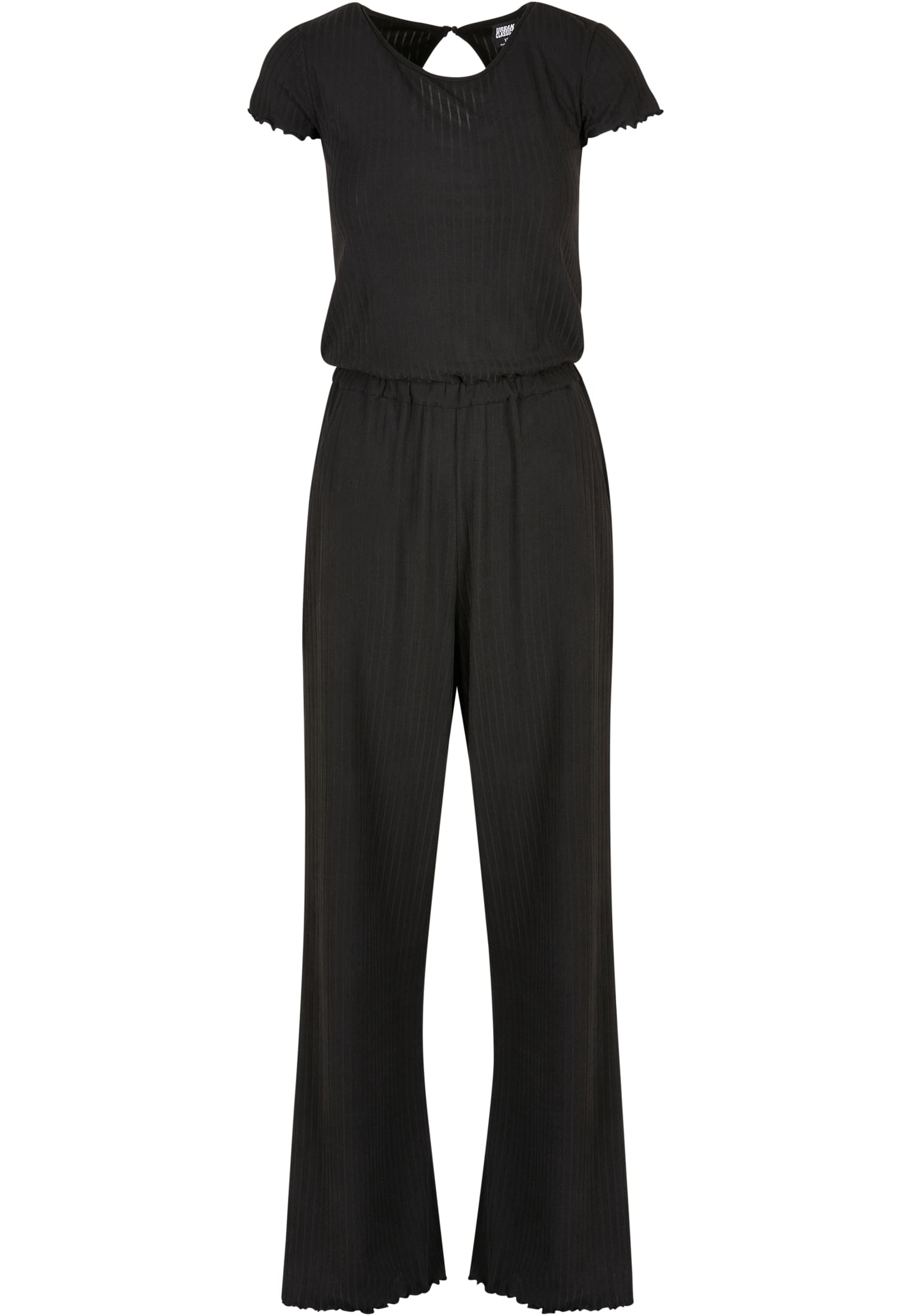 Ladies Rib Wid Leg Jumpsuit | black