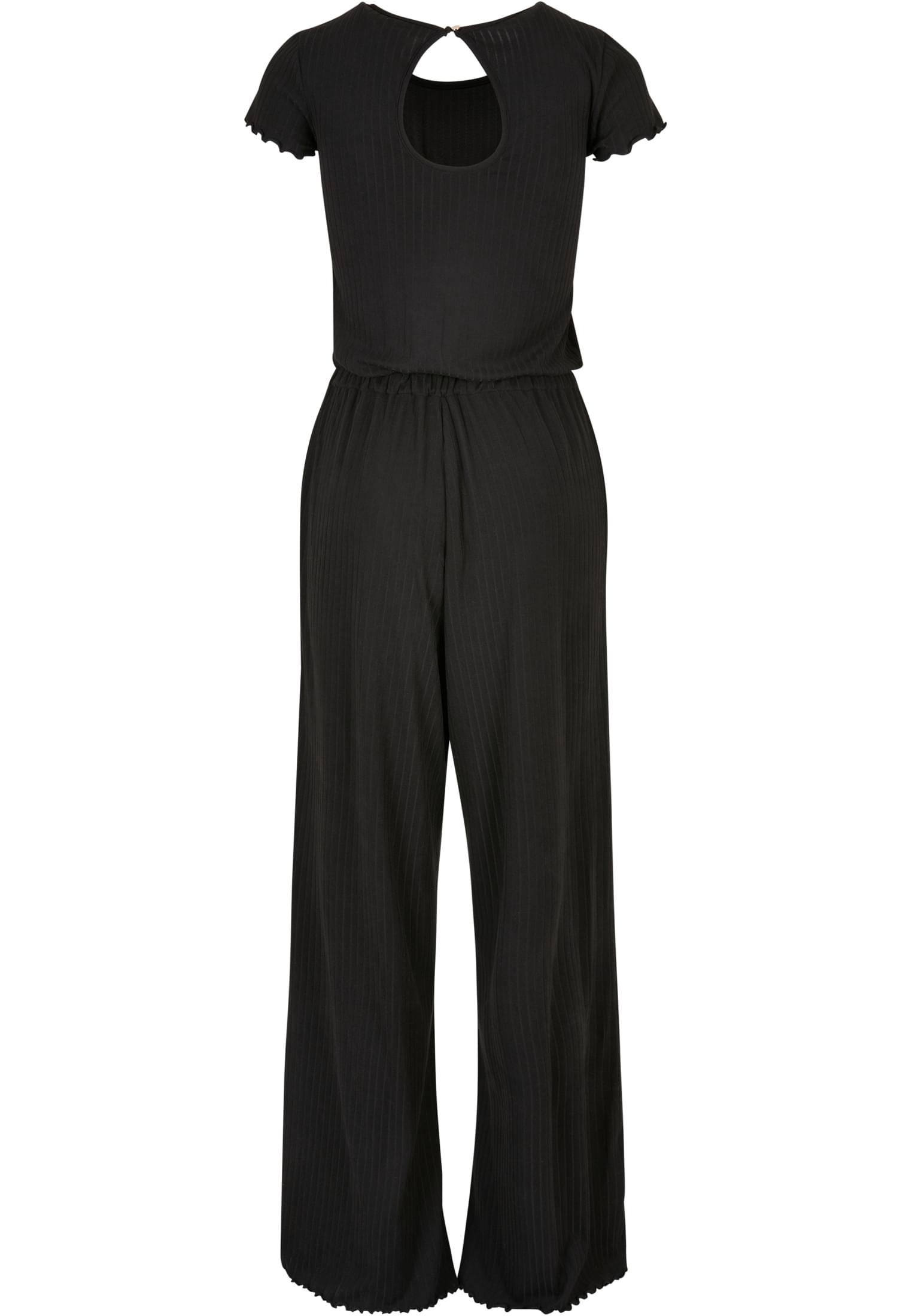 Ladies Rib Wid Leg Jumpsuit | black