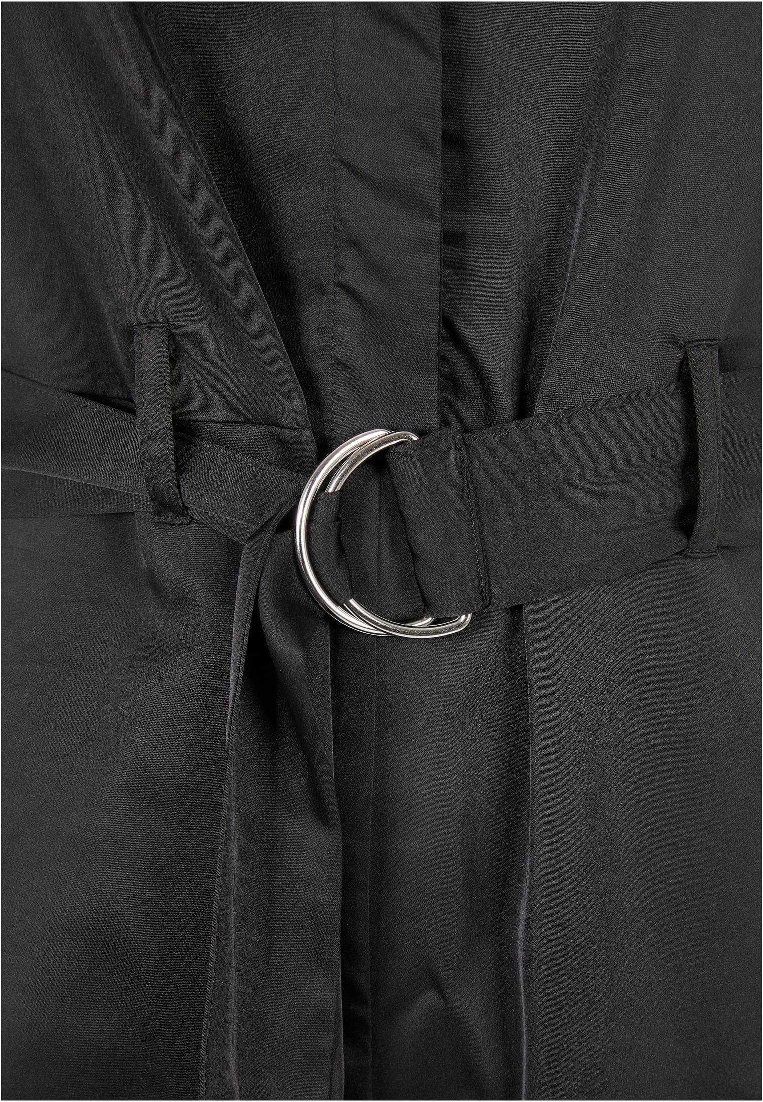 Ladies Satin Wide Leg Belt Jumpsuit | black