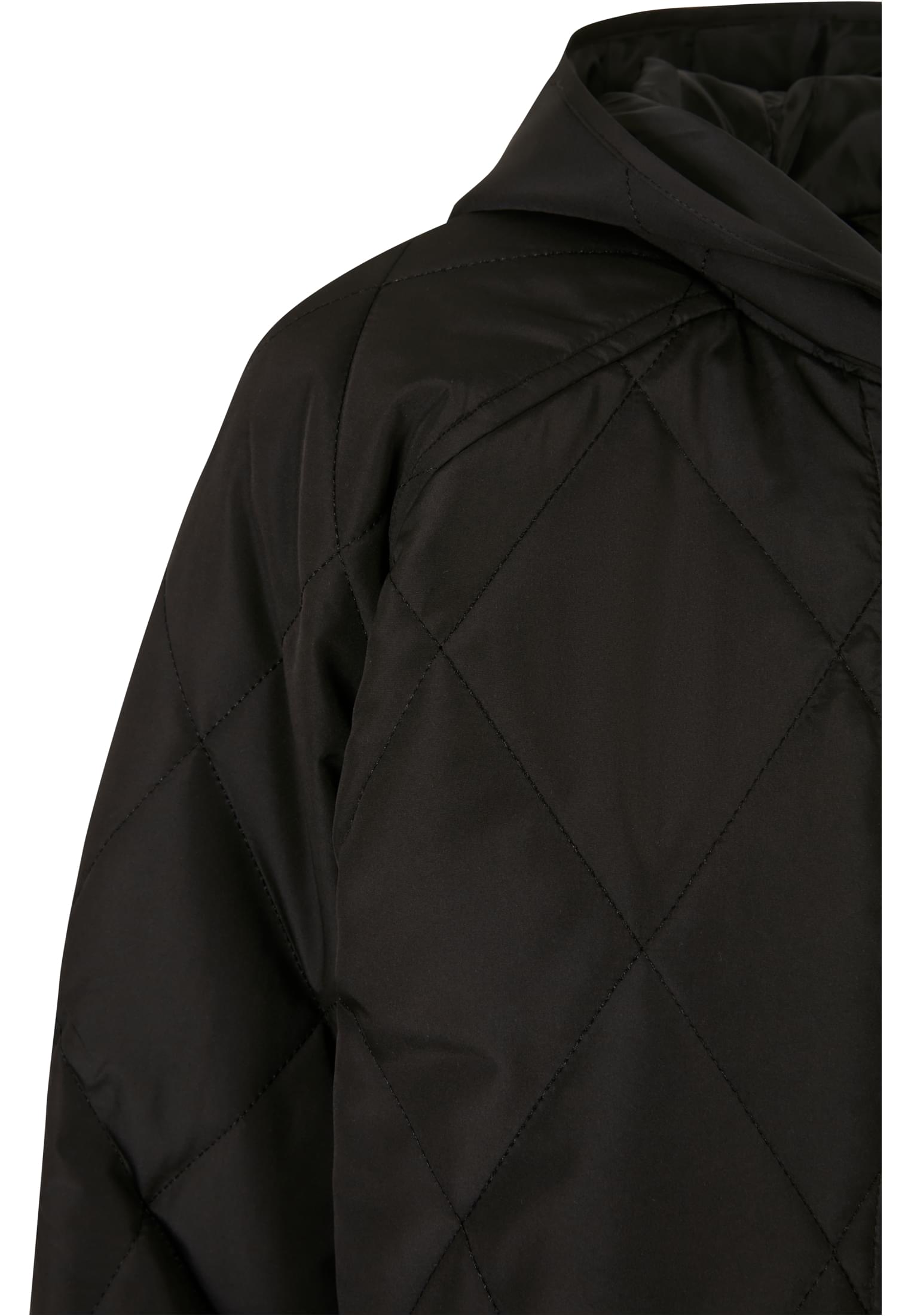 Ladies Oversized Diamond Quilted Hooded Coat | black