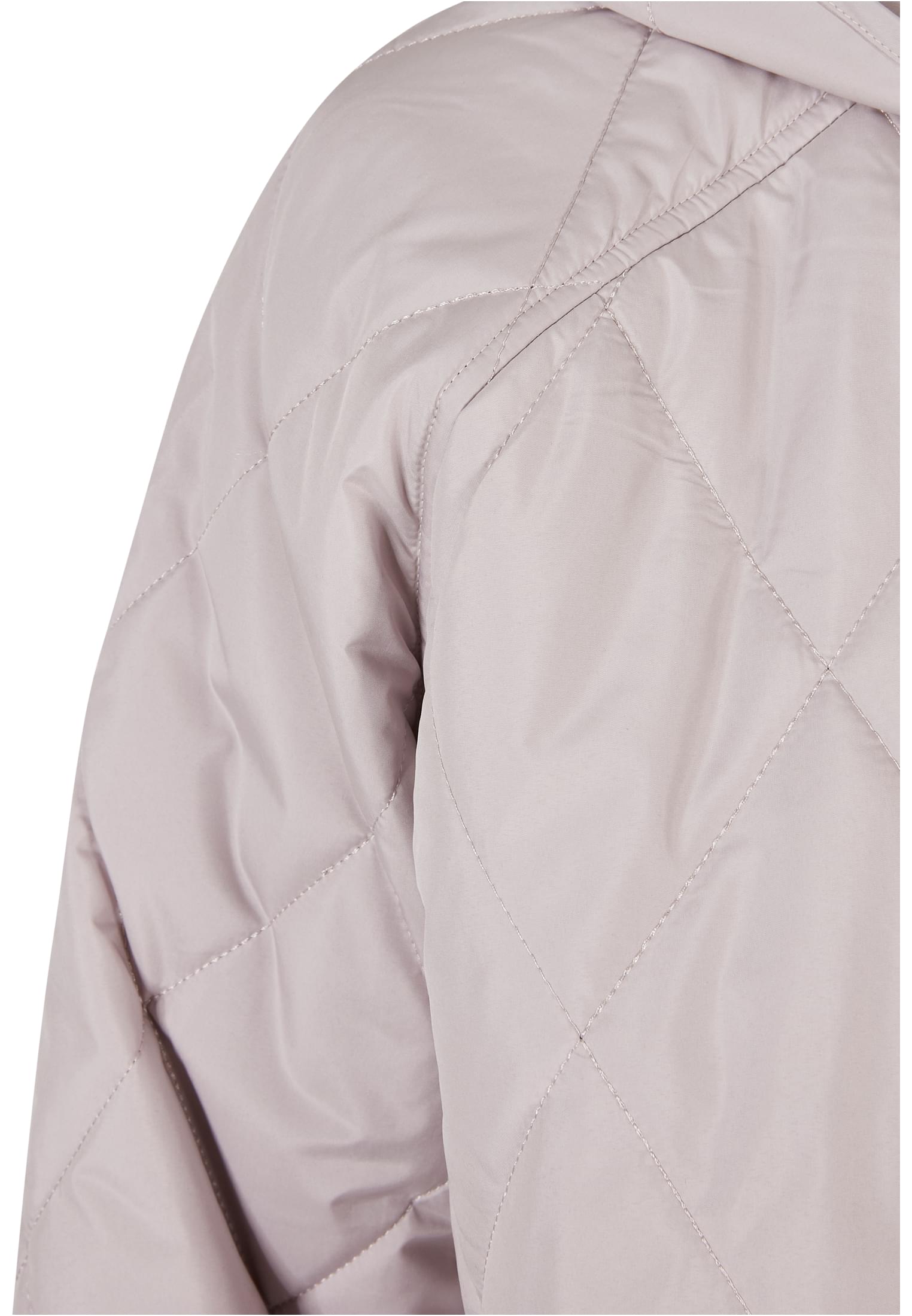 Ladies Oversized Diamond Quilted Hooded Coat | warmgrey