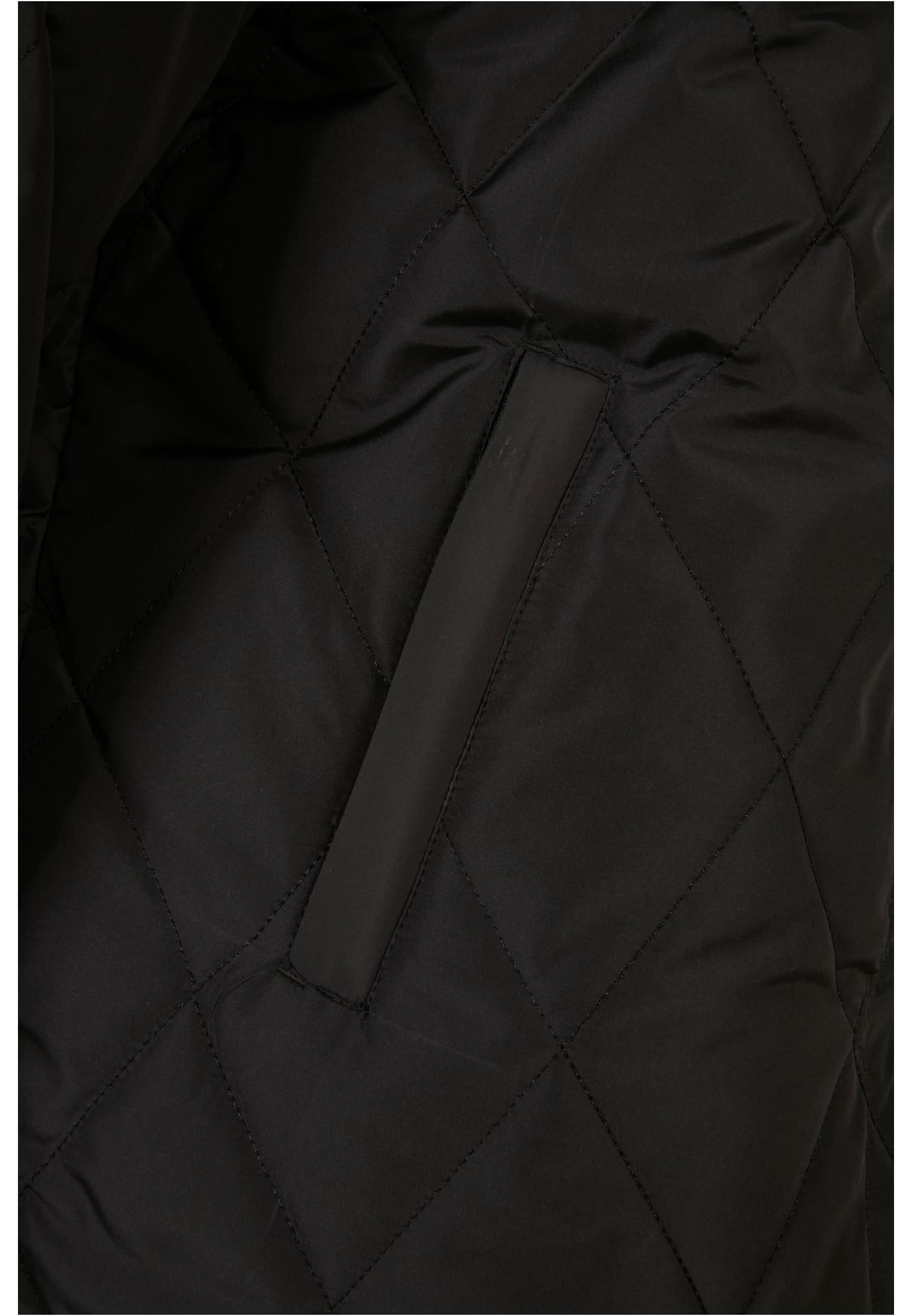 Ladies Oversized Diamond Quilted Hooded Coat | black