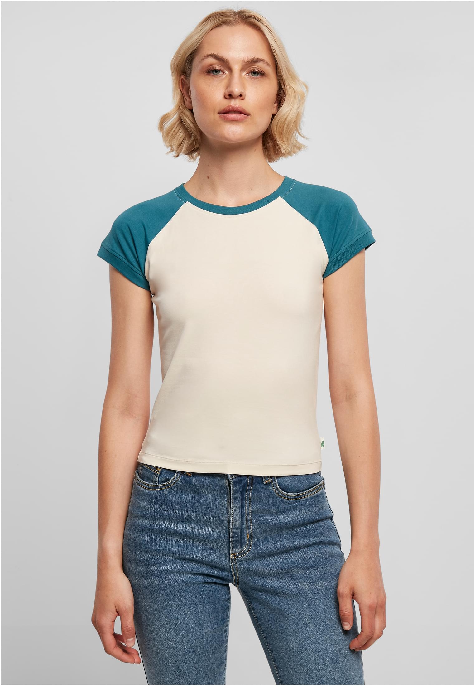 Ladies Organic Stretch Short Retro Baseball Tee | whitesand/jasper