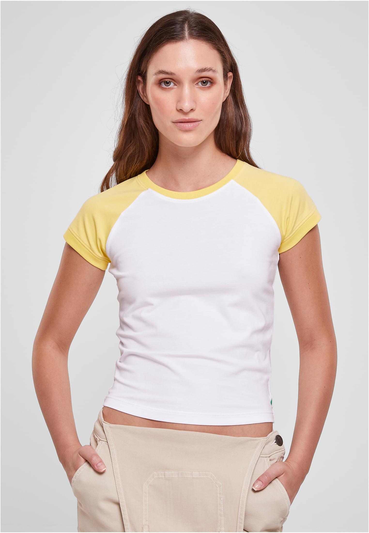 Ladies Organic Stretch Short Retro Baseball Tee | white/vintagesun