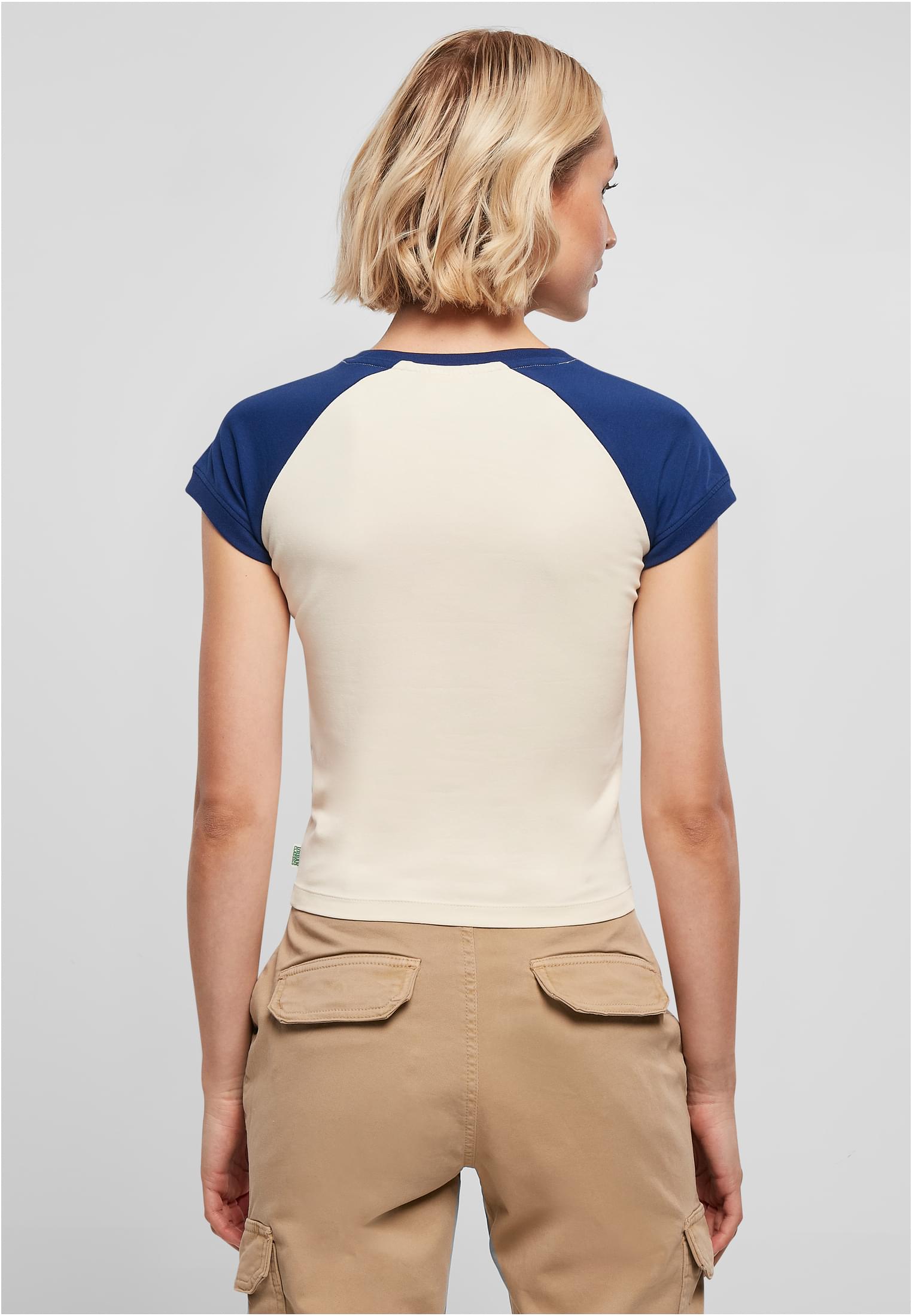 Ladies Organic Stretch Short Retro Baseball Tee | whitesand/spaceblue