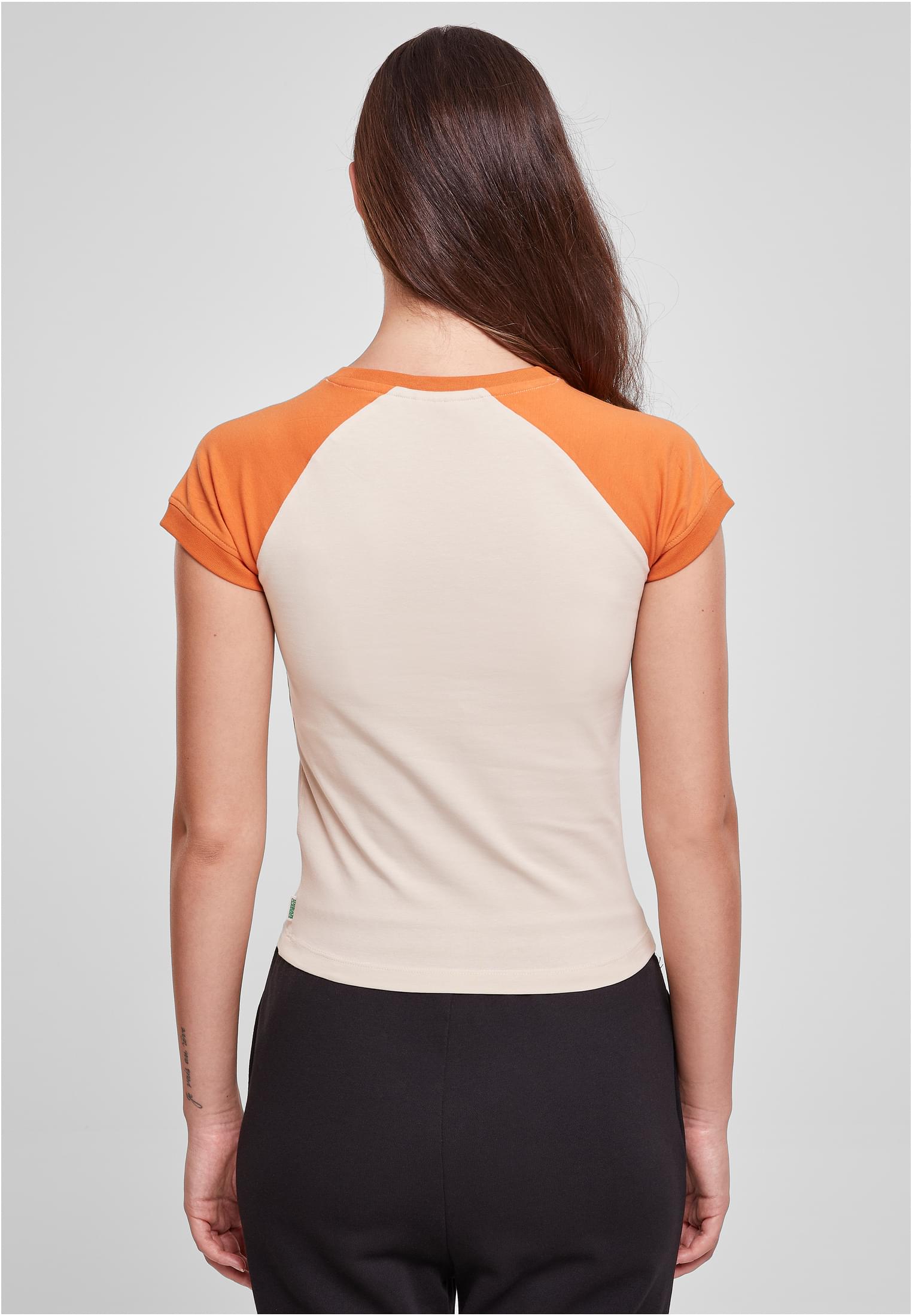 Ladies Organic Stretch Short Retro Baseball Tee | softseagrass/vintageorange