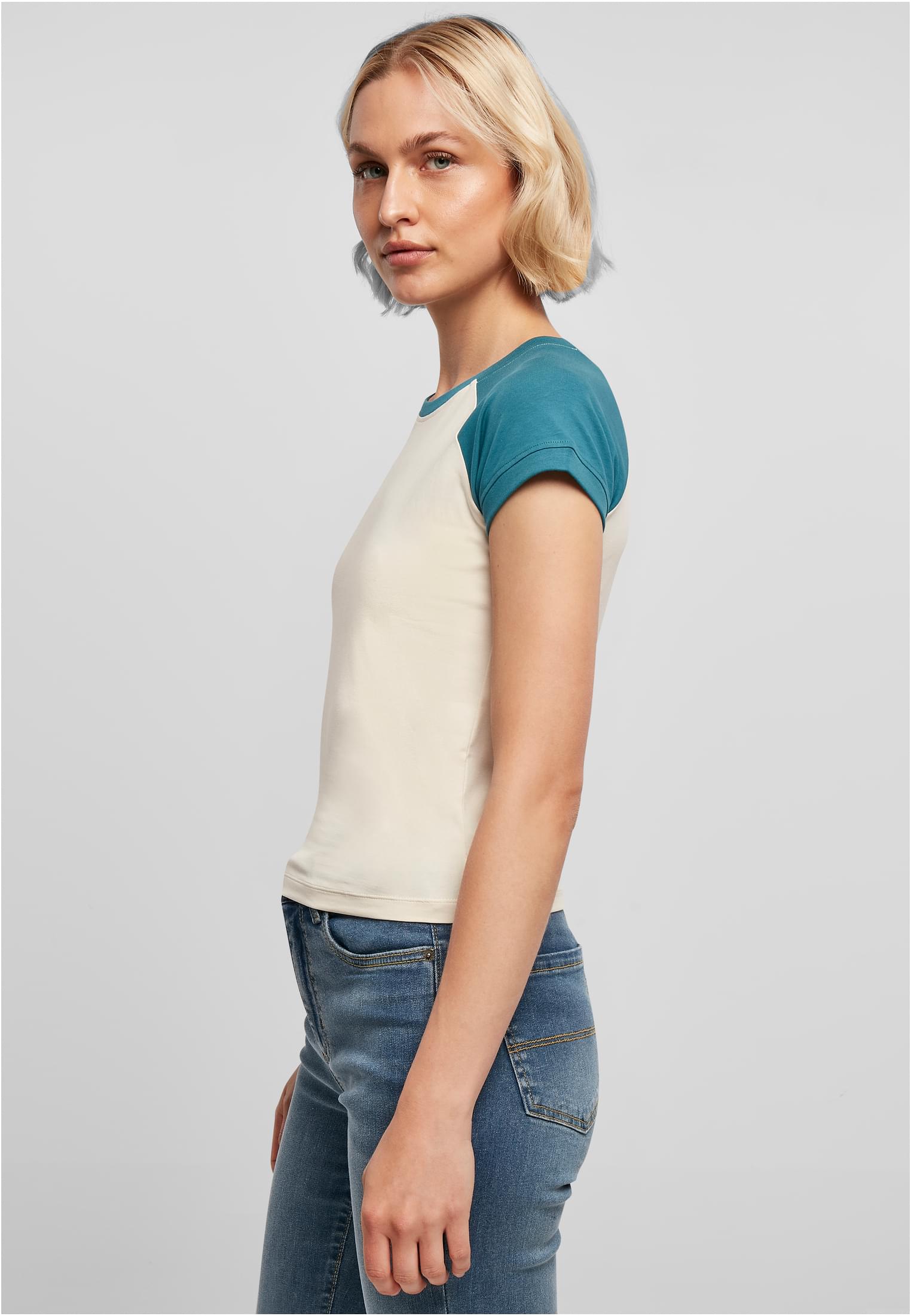 Ladies Organic Stretch Short Retro Baseball Tee | whitesand/jasper