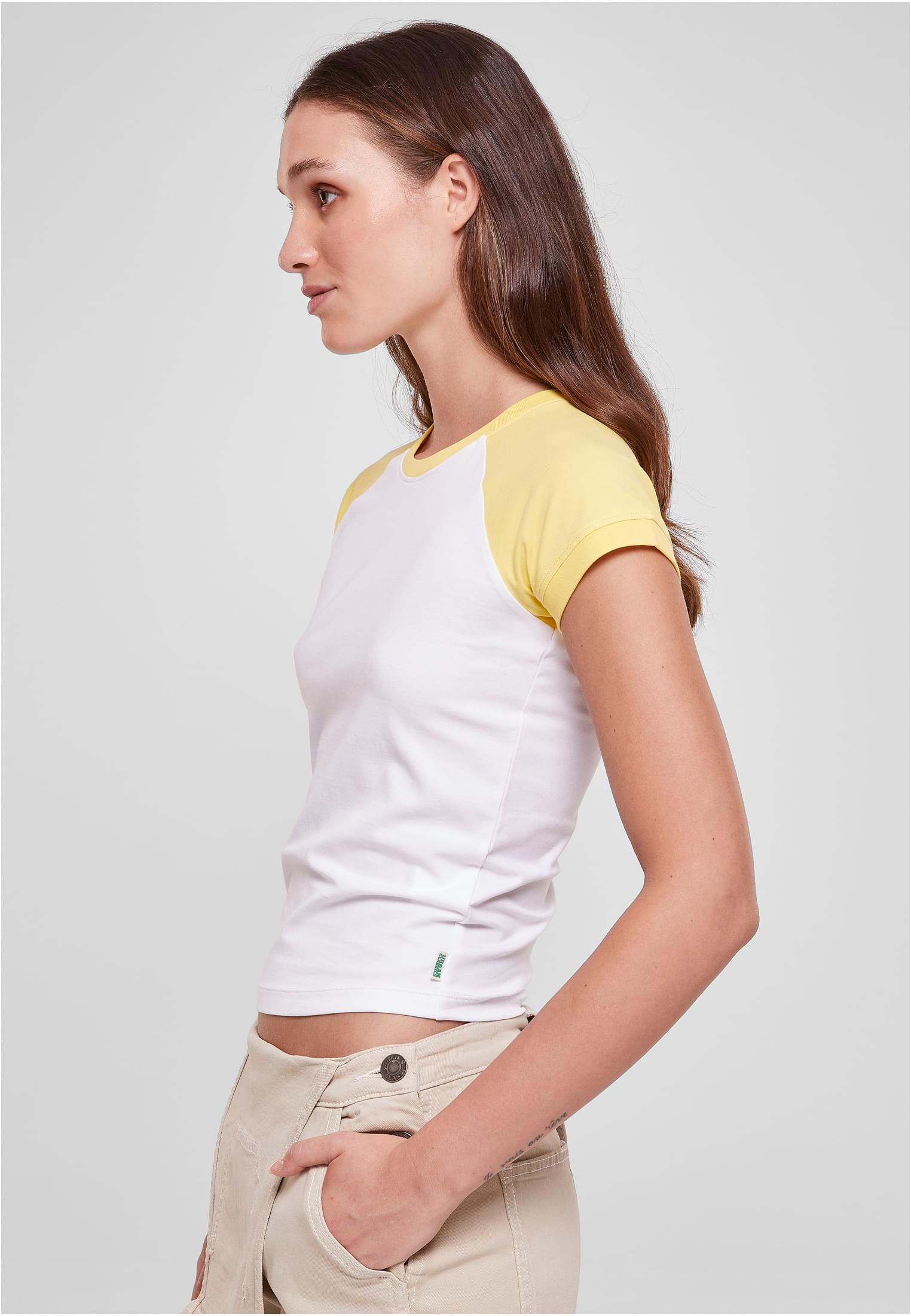 Ladies Organic Stretch Short Retro Baseball Tee | white/vintagesun