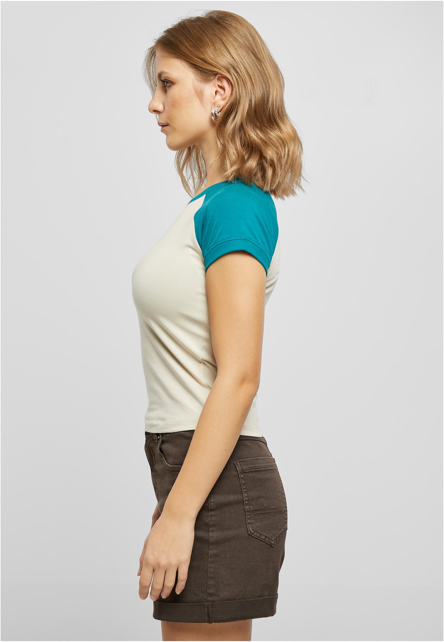 Ladies Organic Stretch Short Retro Baseball Tee | softseagrass/watergreen