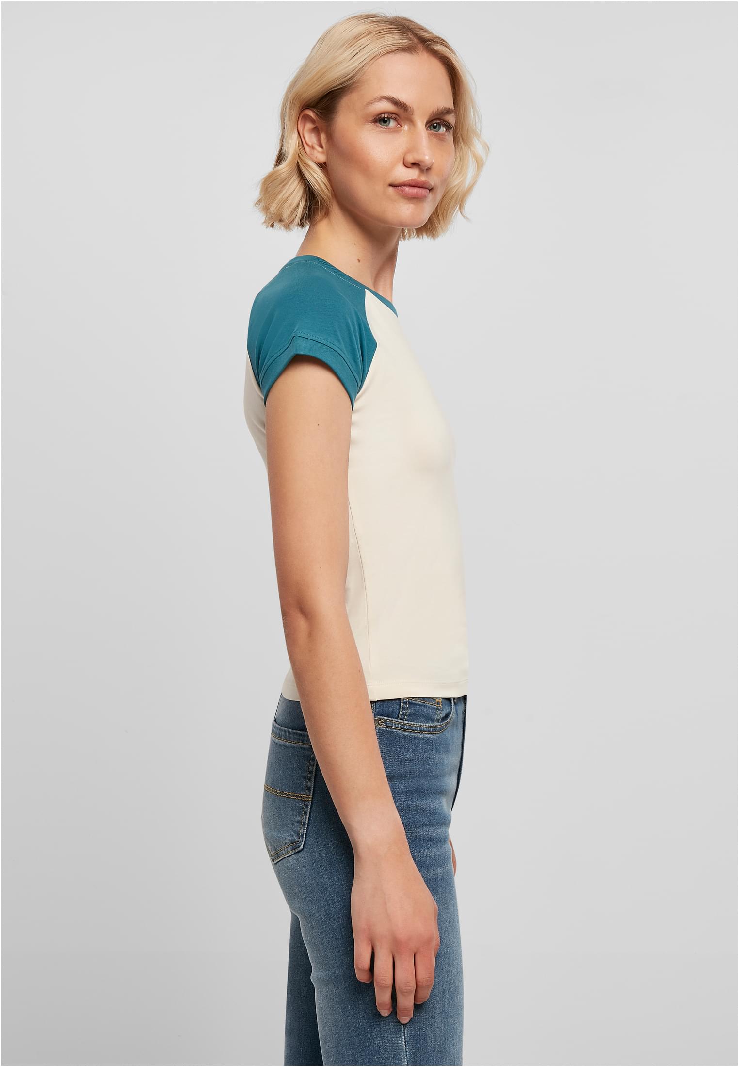 Ladies Organic Stretch Short Retro Baseball Tee | whitesand/jasper