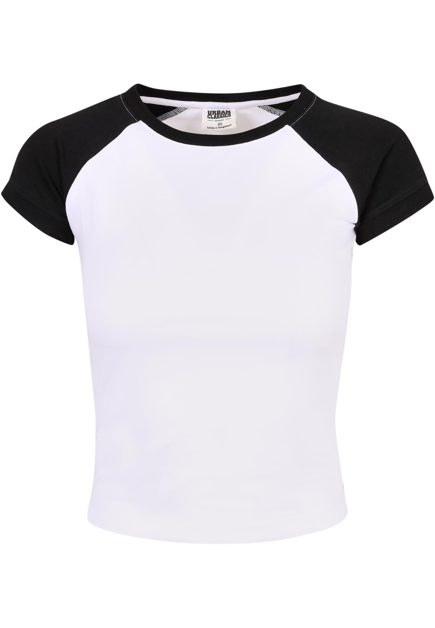 Ladies Organic Stretch Short Retro Baseball Tee | white/black