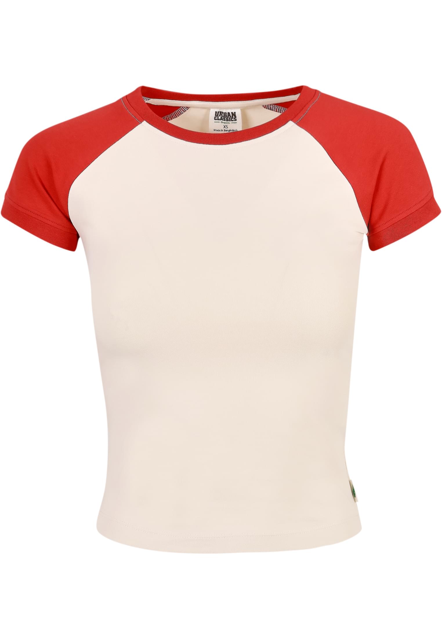 Ladies Organic Stretch Short Retro Baseball Tee | whitesand/hugered