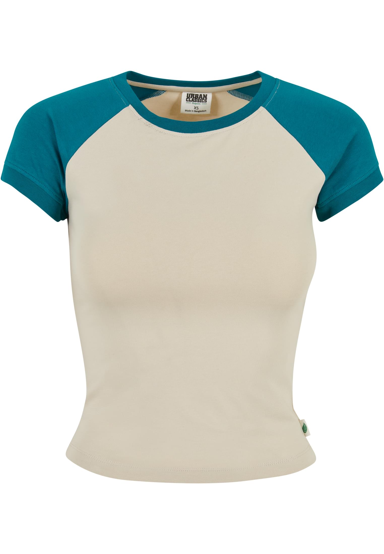 Ladies Organic Stretch Short Retro Baseball Tee | softseagrass/watergreen