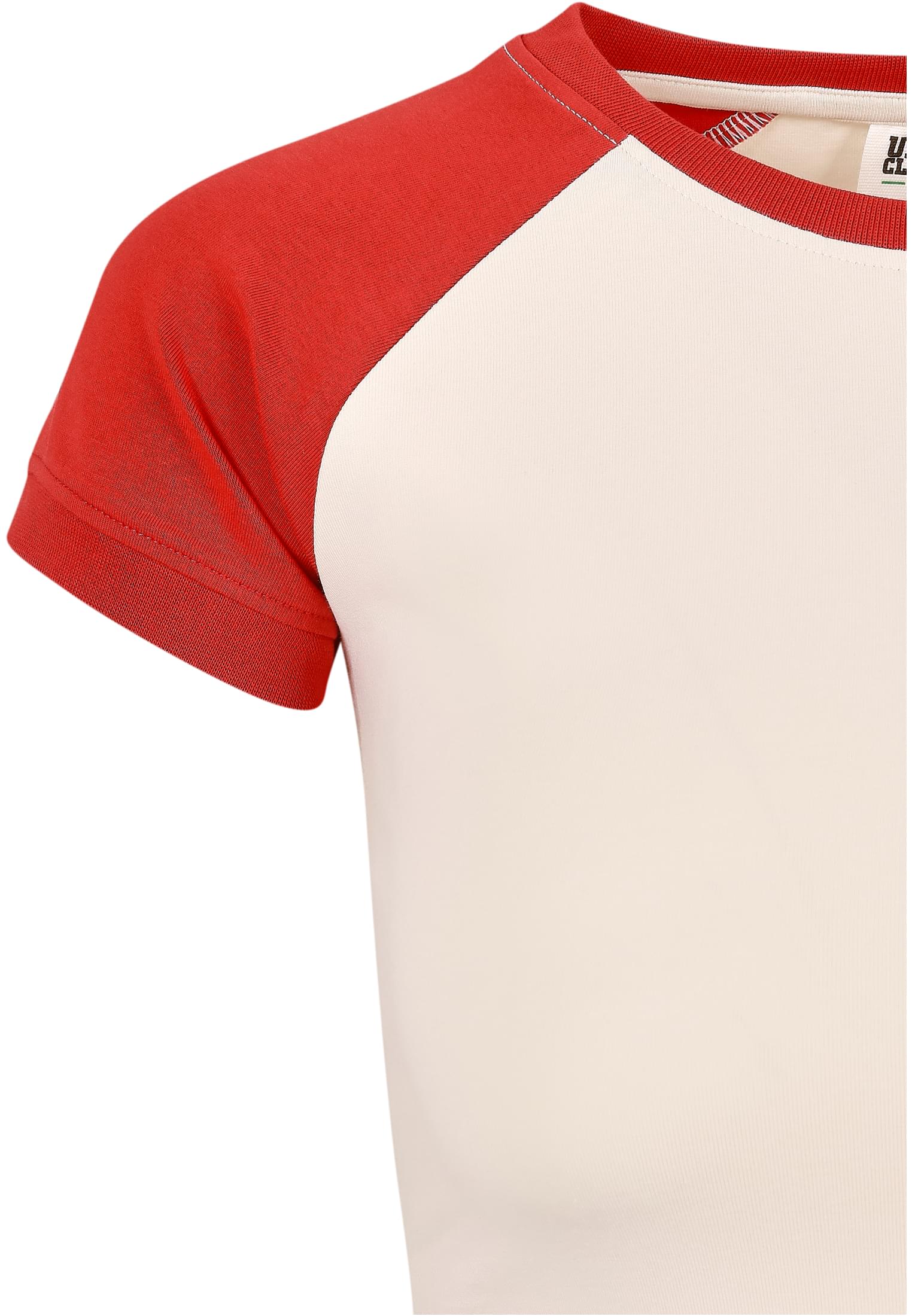 Ladies Organic Stretch Short Retro Baseball Tee | whitesand/hugered