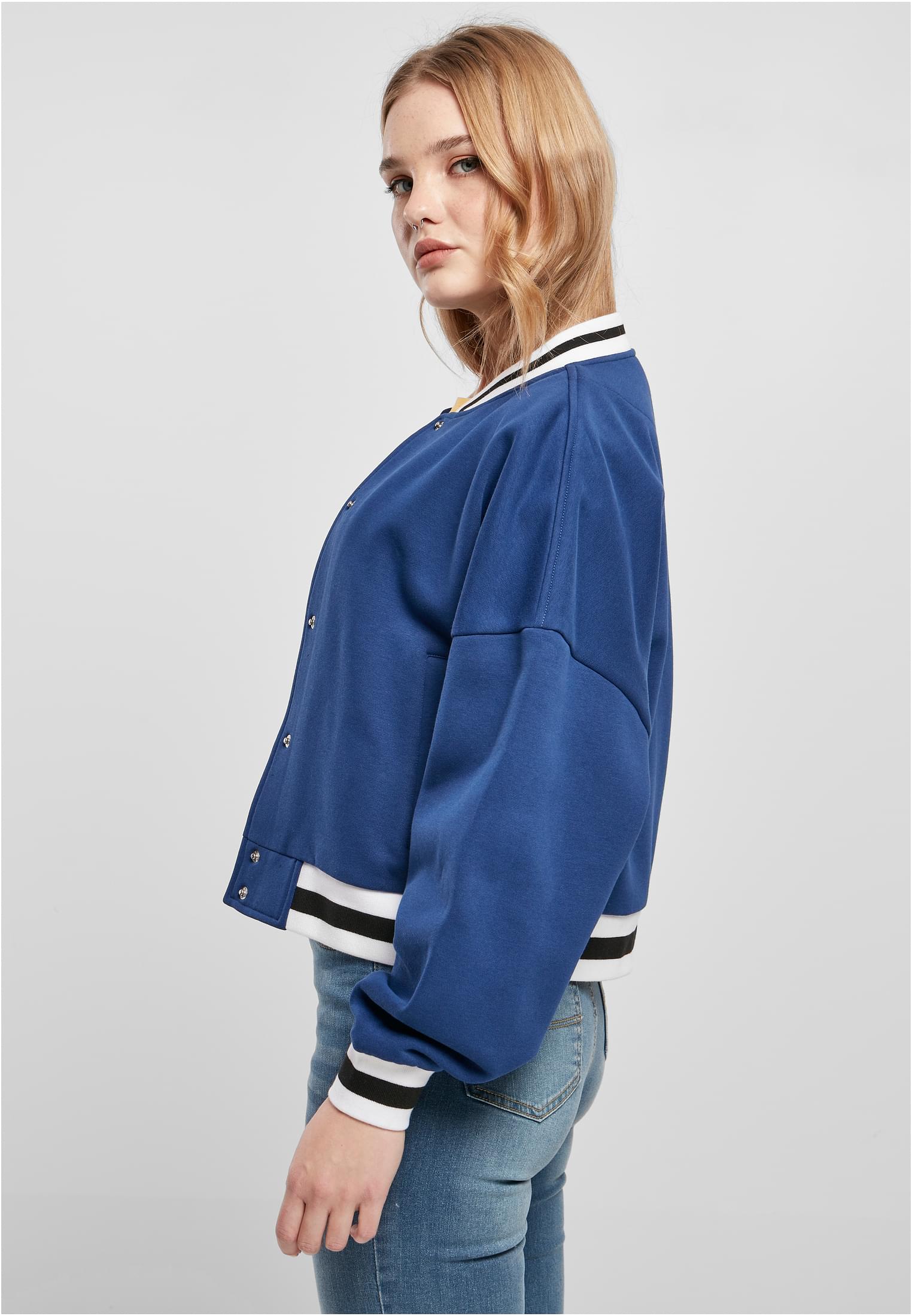 Ladies Oversized College Sweat Jacket | spaceblue