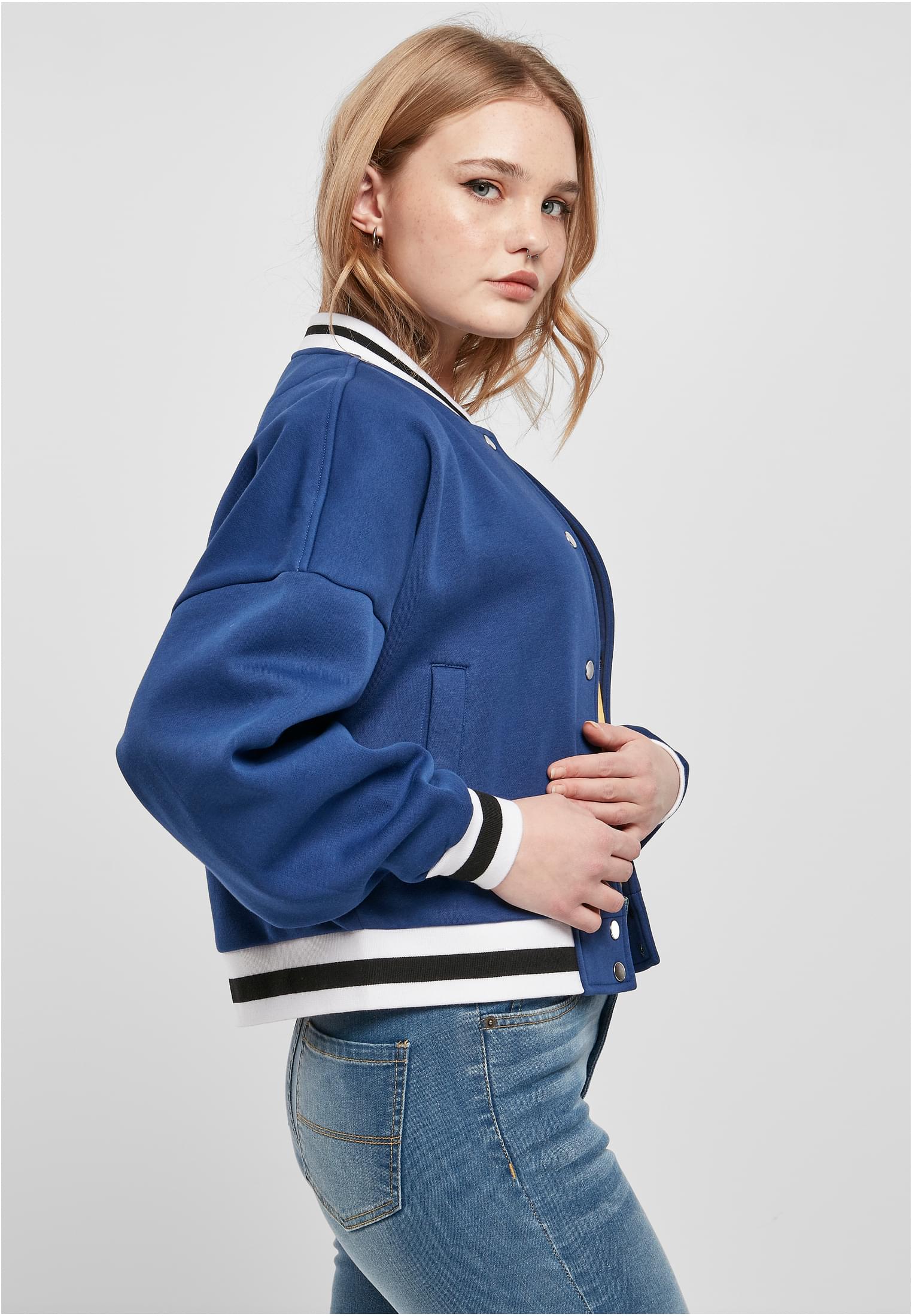 Ladies Oversized College Sweat Jacket | spaceblue