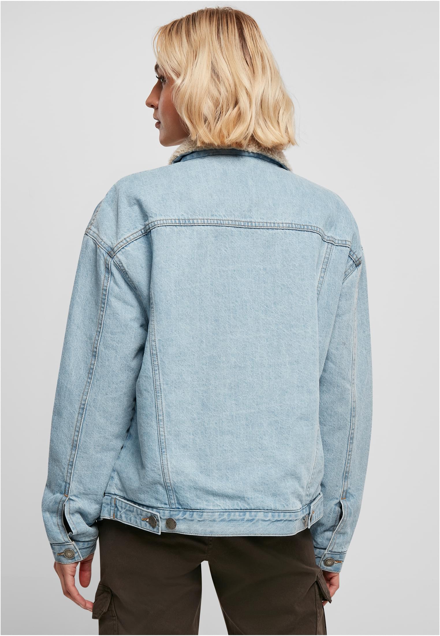 Ladies Oversized Sherpa Denim Jacket | clearblue bleached