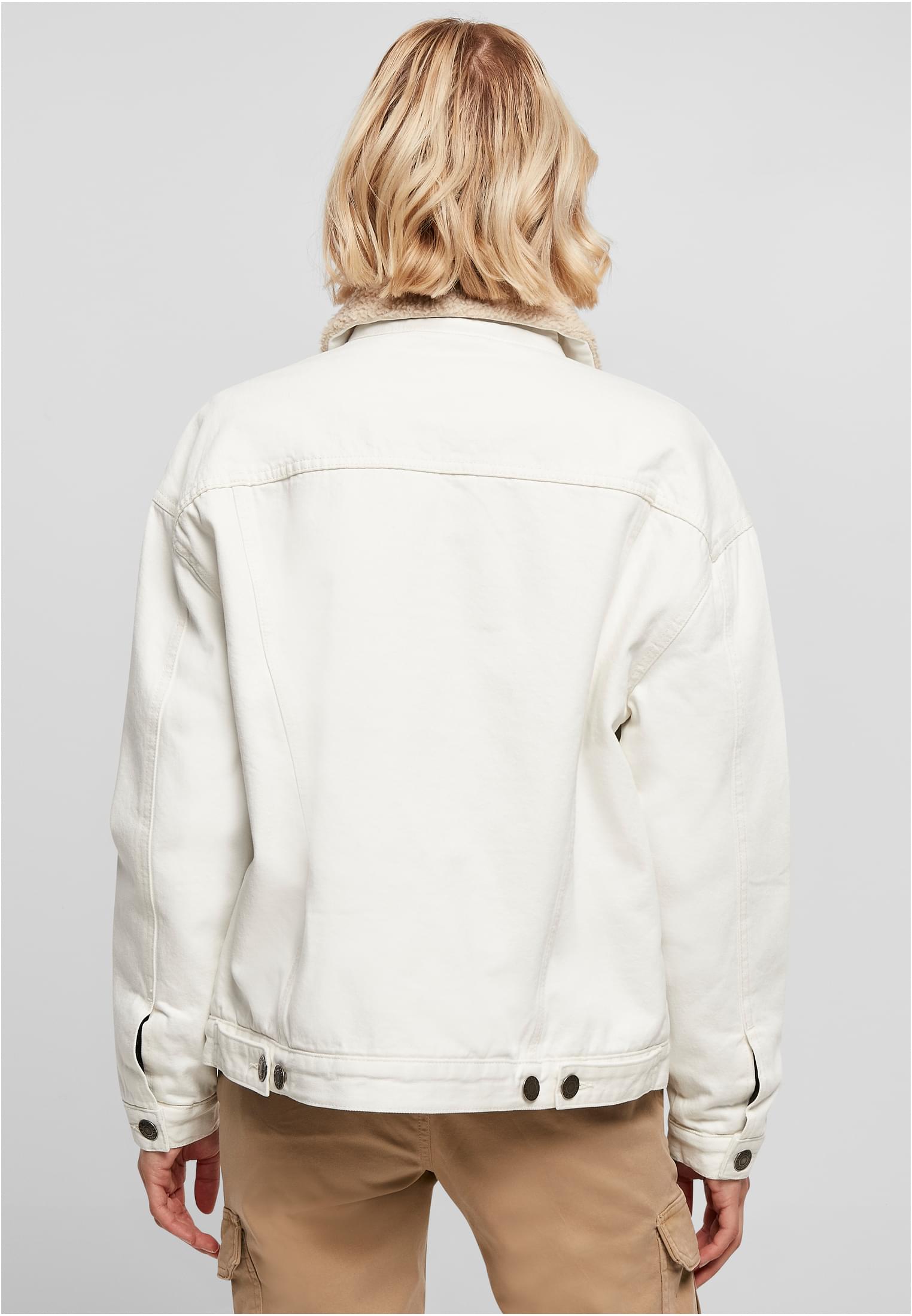 Ladies Oversized Sherpa Denim Jacket | offwhite raw