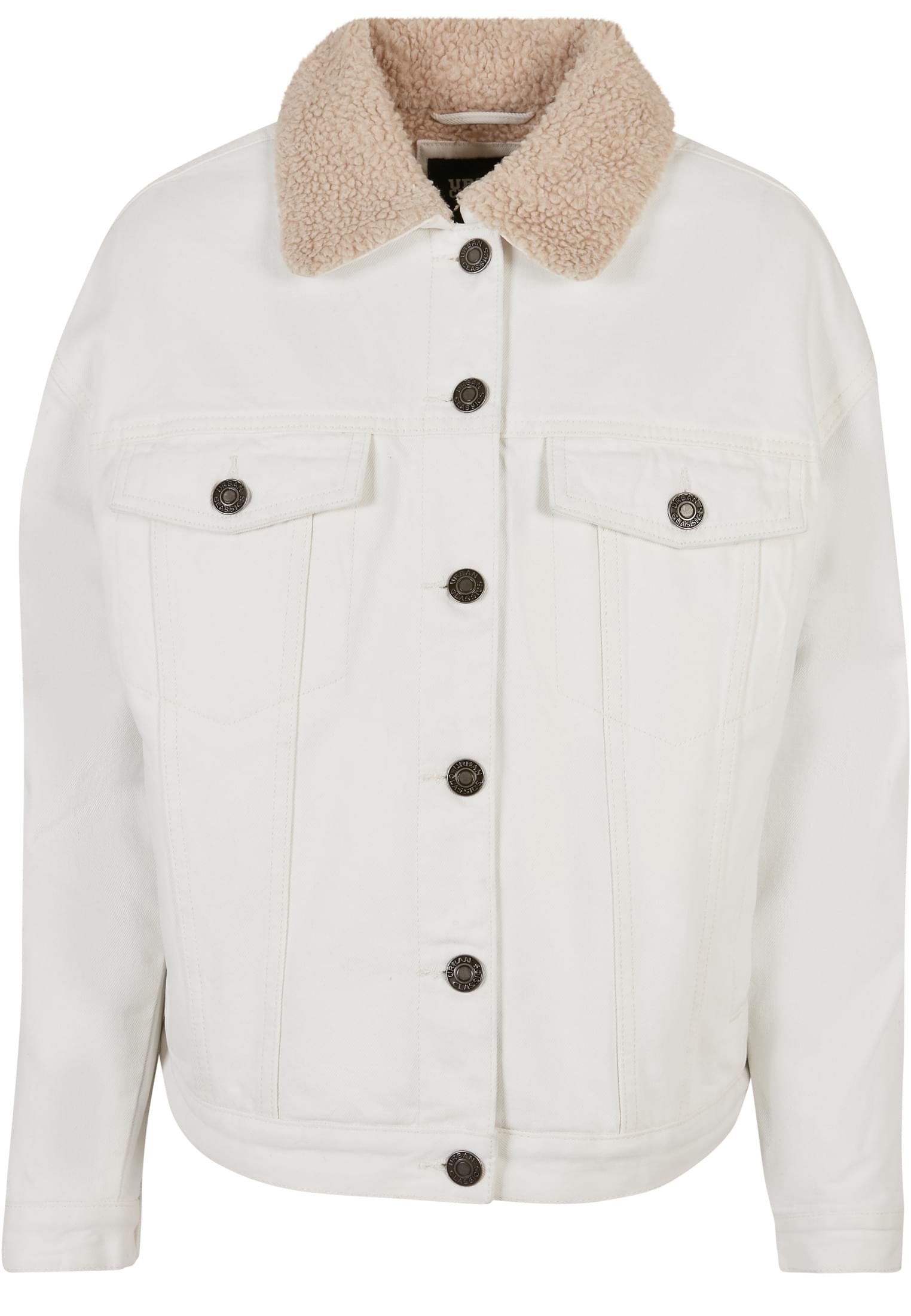 Ladies Oversized Sherpa Denim Jacket | offwhite raw