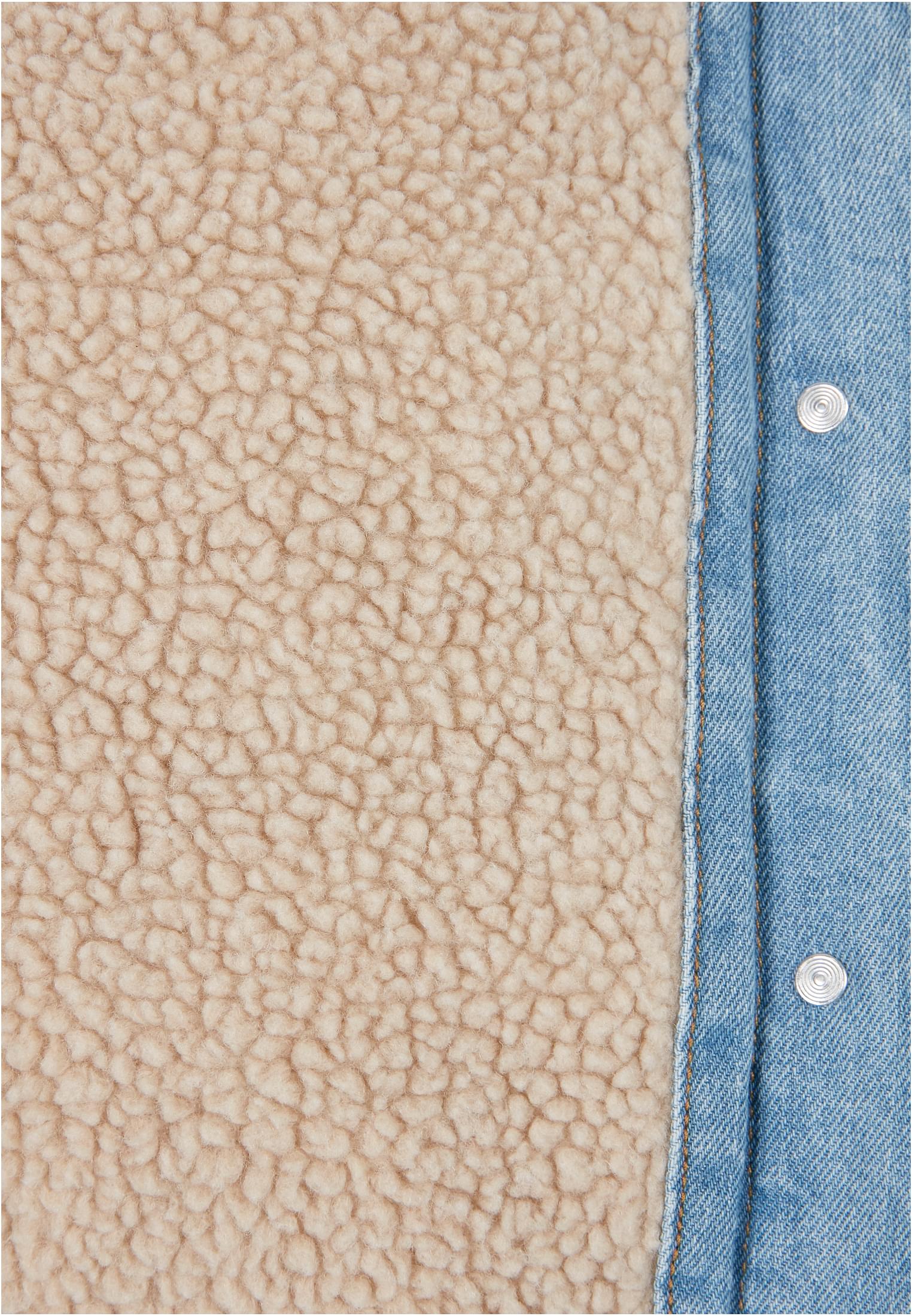 Ladies Oversized Sherpa Denim Jacket | clearblue bleached