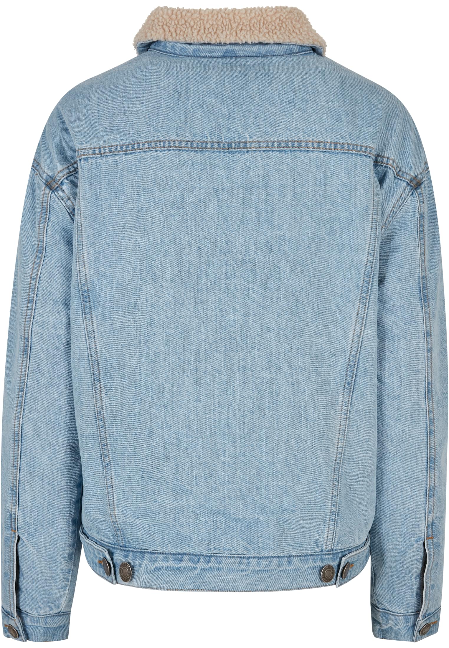 Ladies Oversized Sherpa Denim Jacket | clearblue bleached