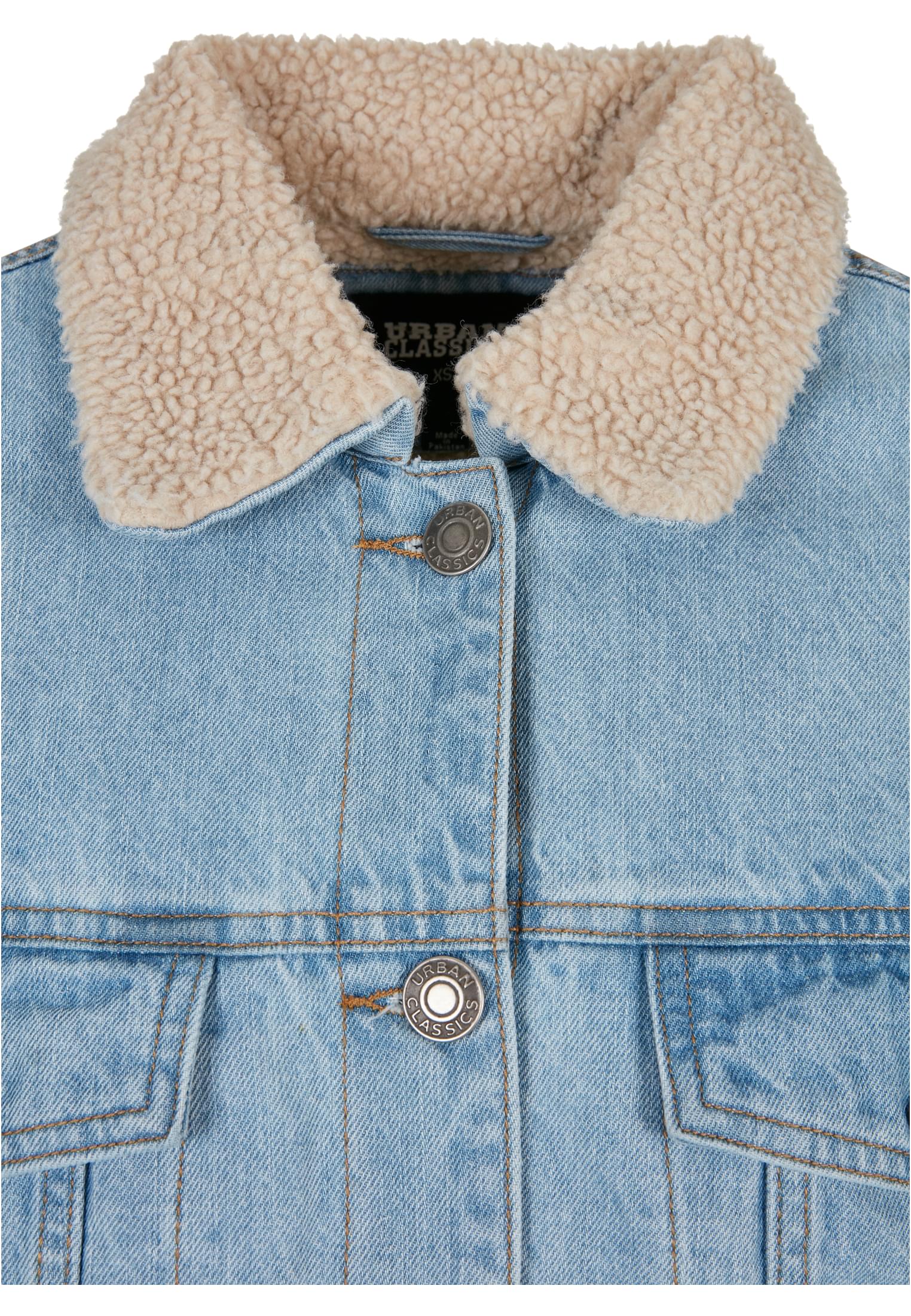 Ladies Oversized Sherpa Denim Jacket | clearblue bleached