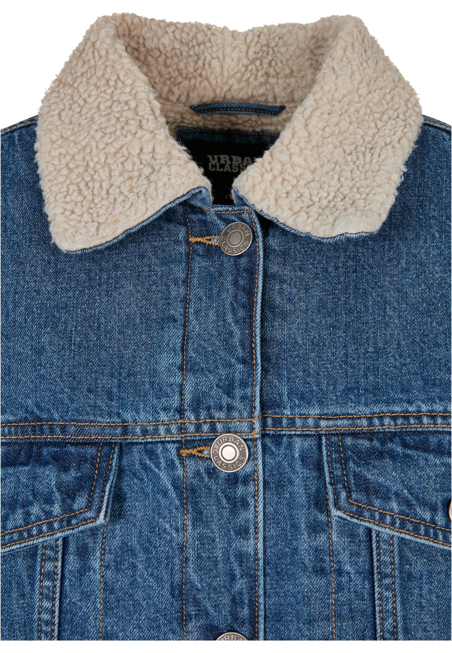 Ladies Oversized Sherpa Denim Jacket | clearblue washed