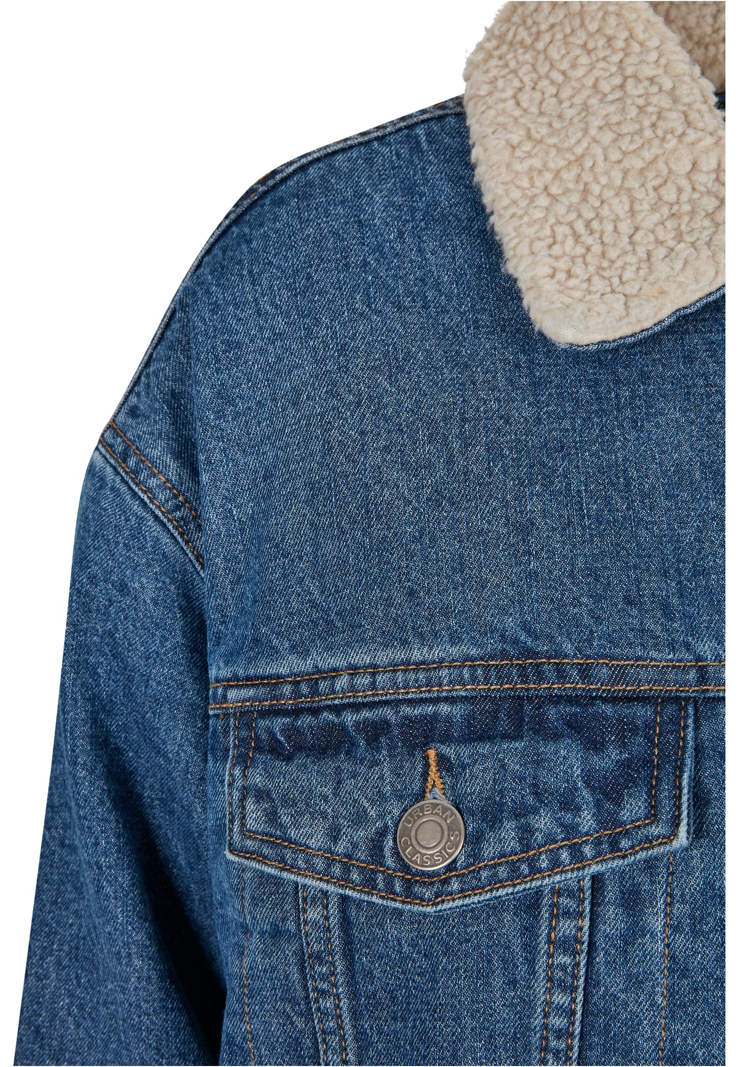 Ladies Oversized Sherpa Denim Jacket | clearblue washed