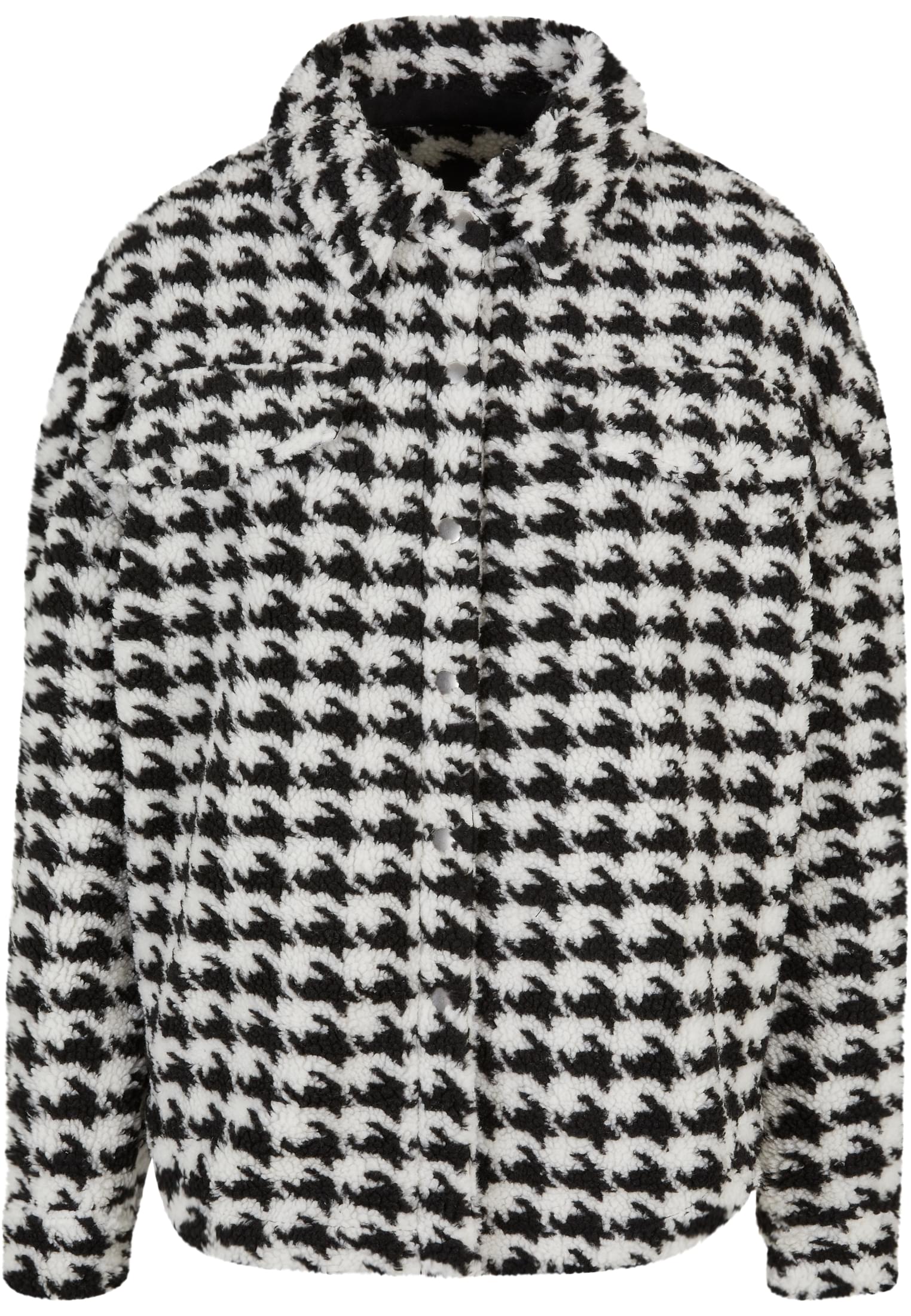 Ladies AOP Sherpa Overshirt | blackhoundstooth