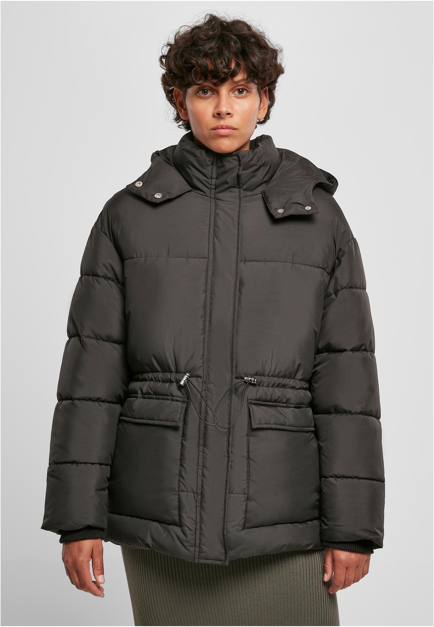 Ladies Waisted Puffer Jacket | black