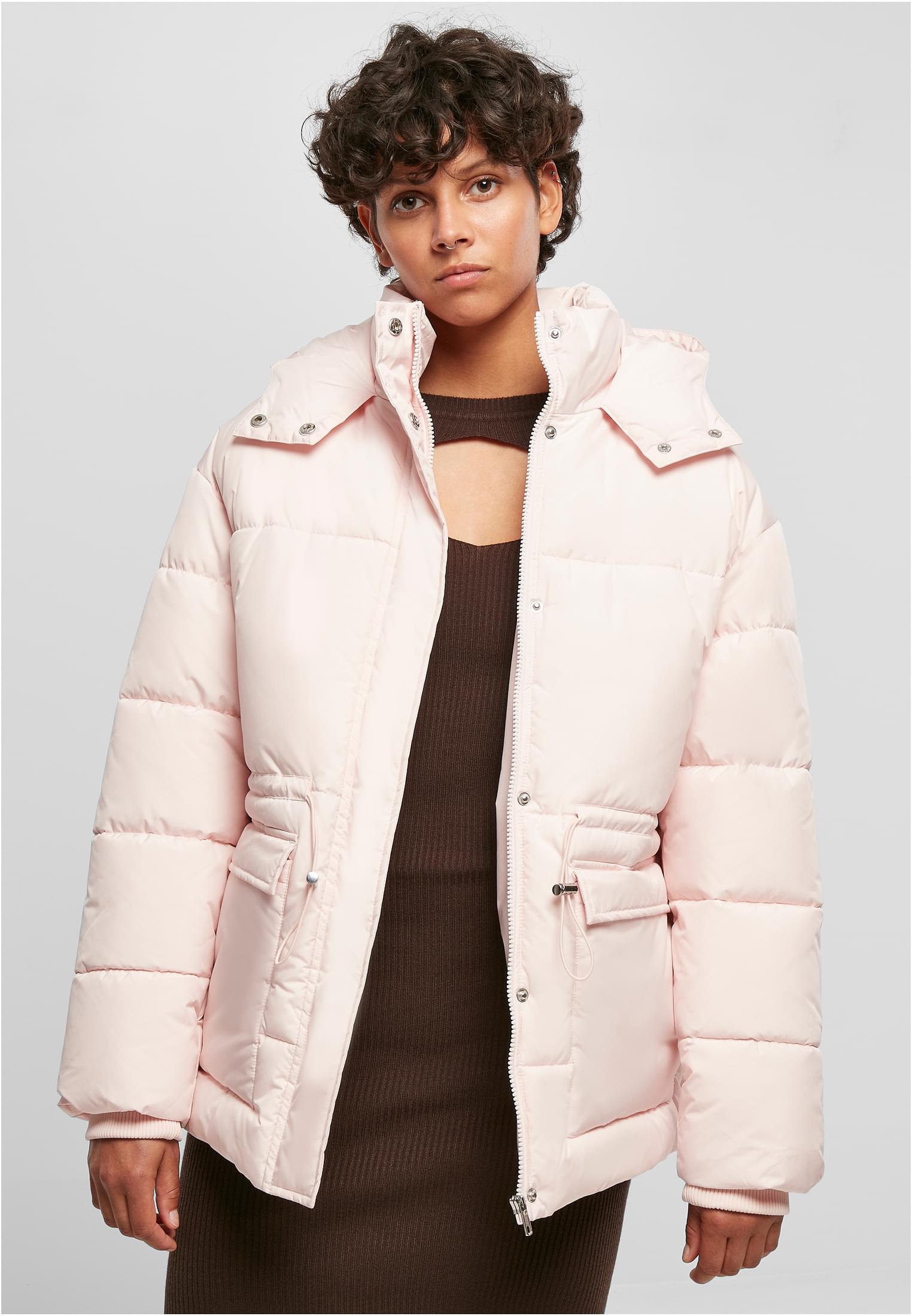 Ladies Waisted Puffer Jacket | pink