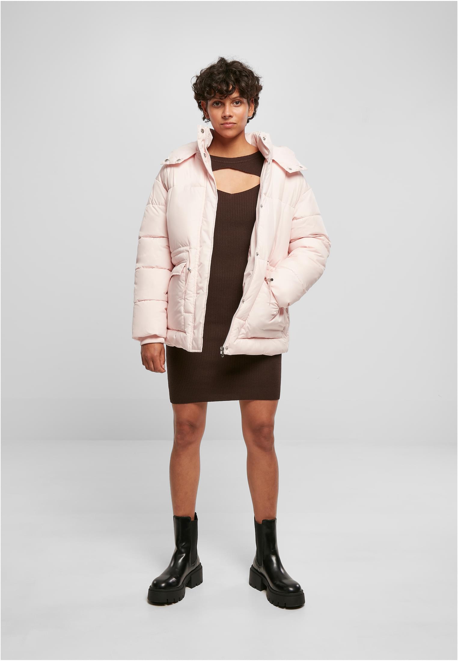 Ladies Waisted Puffer Jacket | pink