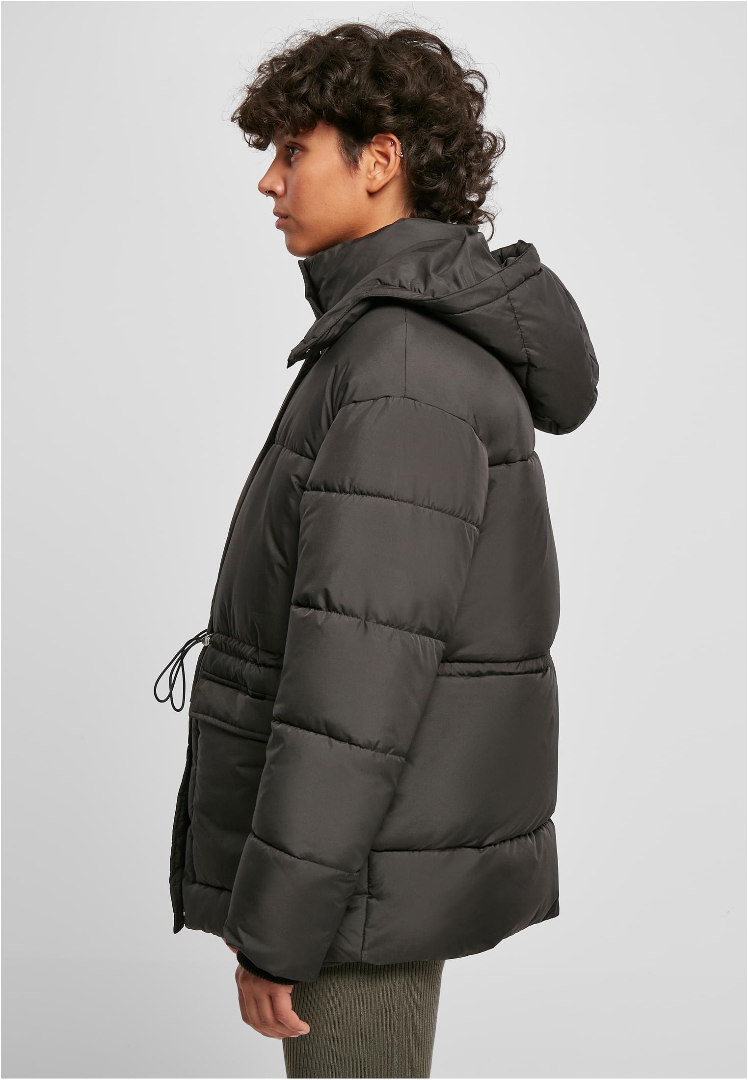 Ladies Waisted Puffer Jacket | black